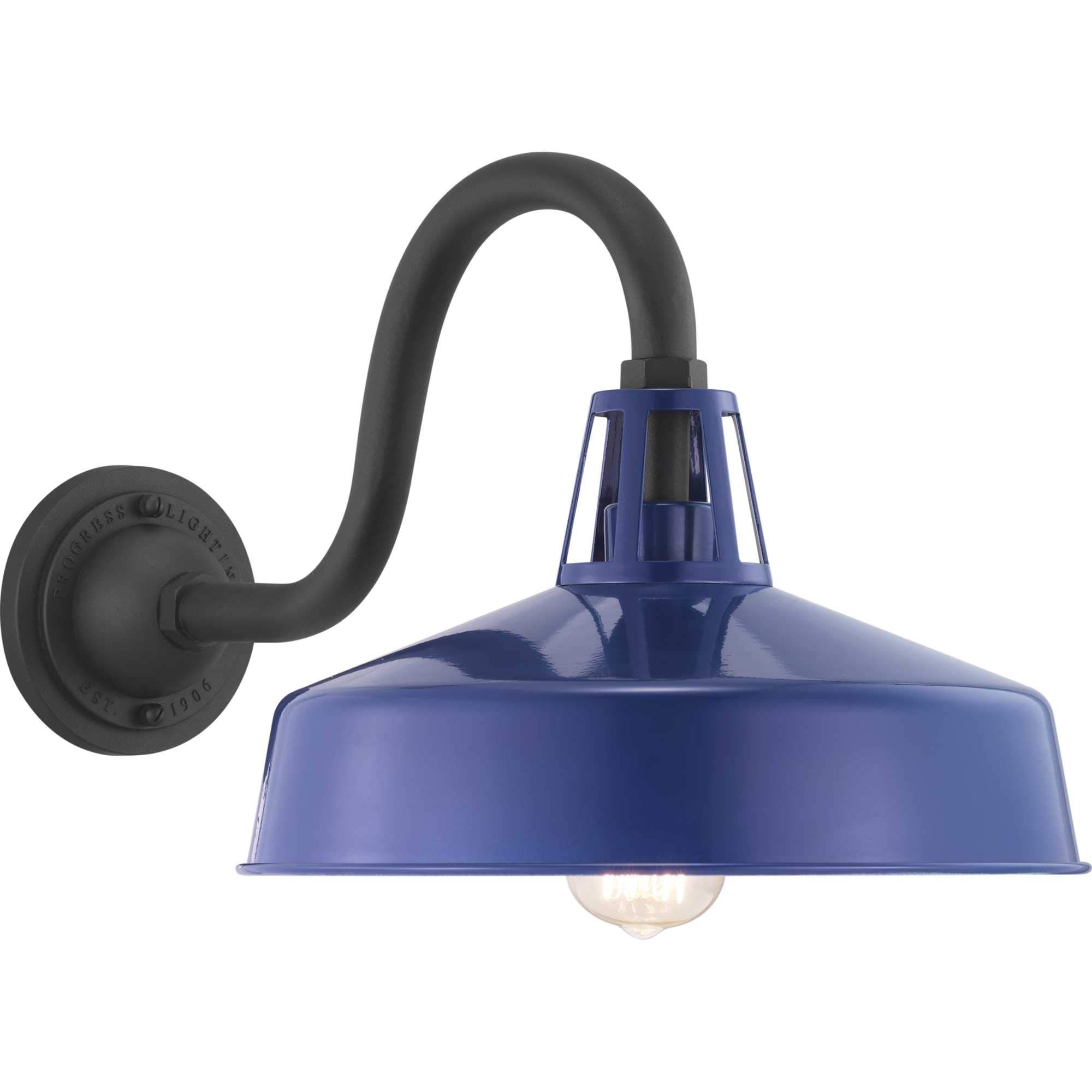 Extra Large Farmhouse Outdoor Wall Lantern Light - Cedar Springs Collection 1-Light Navy Blue Rustic Porch Light for Patio, Garden & Entryway