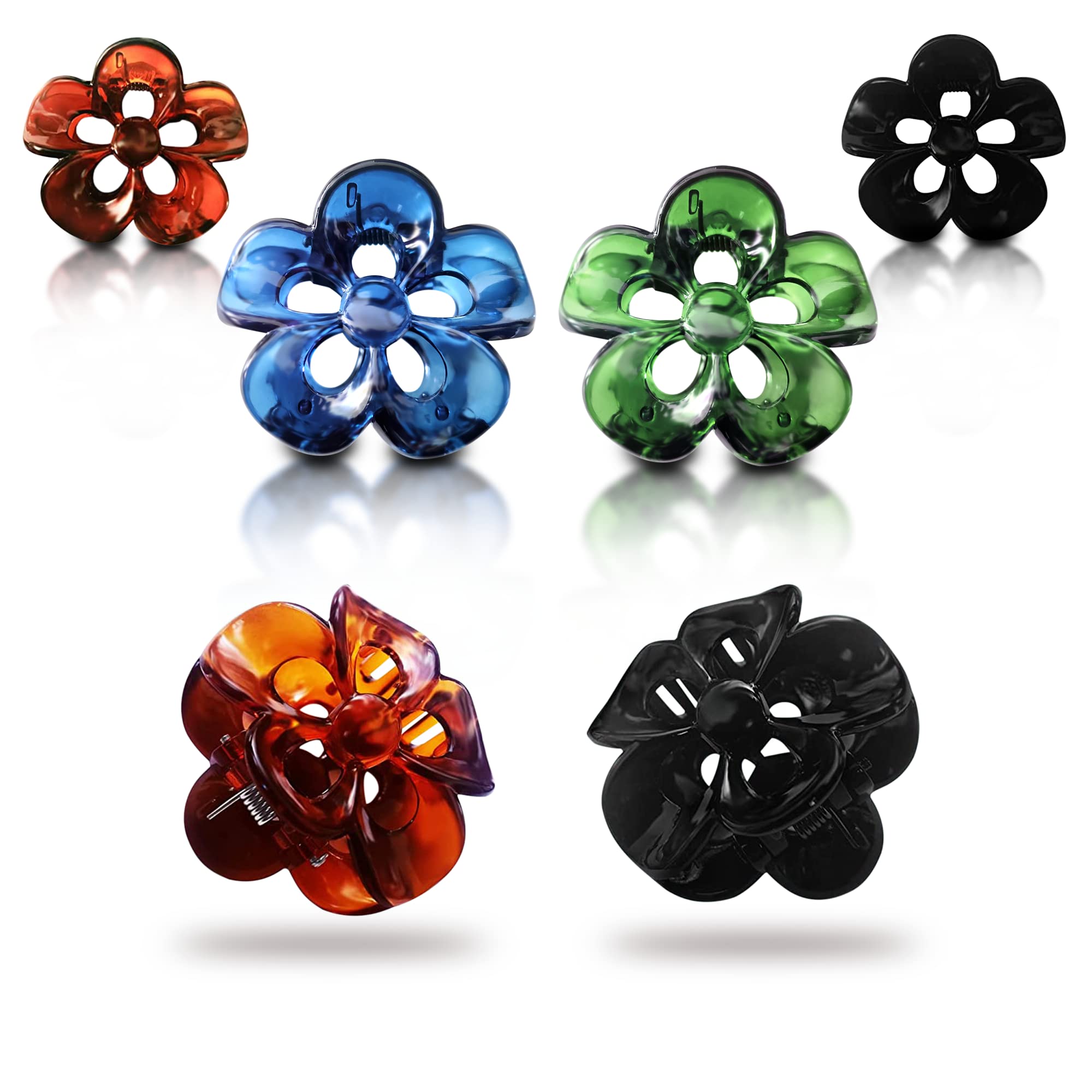 4PCS Flower Shape Hair Clips - Butterfly Design Acrylic Large Claw Clips for Women & Girls, Transparent Korean Hair Accessories - Perfect for School, Work, Parties & Everyday Styling
