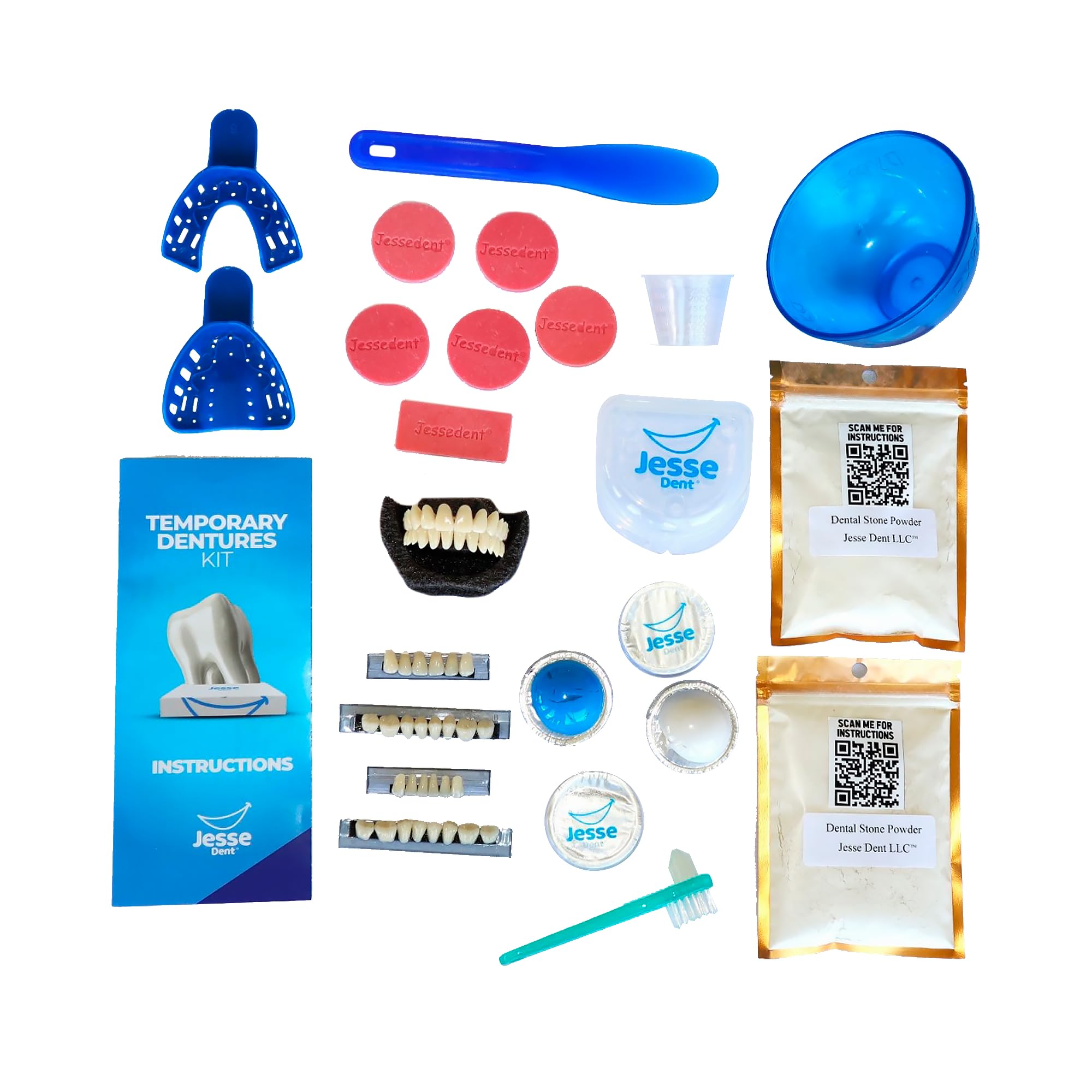 DIY Dentures Kit - Customizable 12-Piece Set for Upper & Lower Teeth | Easy-to-Use Home Denture Solution for Women & Men | Perfect for Travel, Emergency Dental Care & Daily Confidence Boost