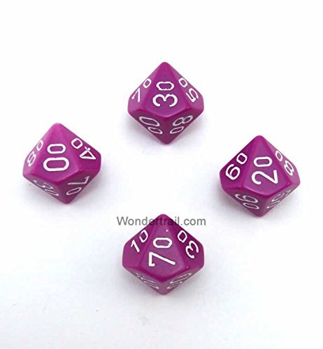 Chessex Light Purple Opaque 10-Sided Dice (D10) with White Numbers - 16mm (5/8in) - Pack of 4 - Perfect for Dungeons & Dragons, RPG Games, and Tabletop Gaming