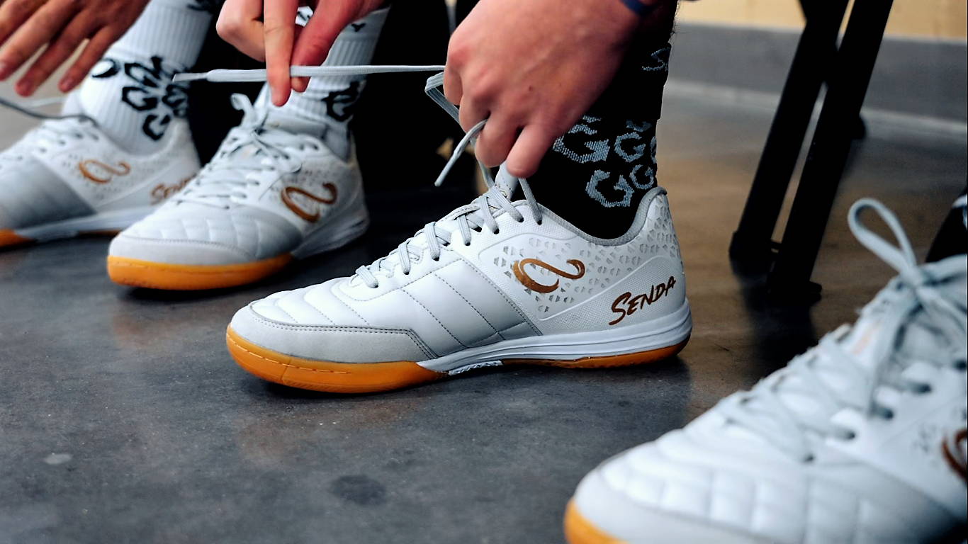 Senda Athletics USHUAIA Pro 2.0 Futsal Soccer Shoes - Gold Color for Indoor Football & Training - Lightweight & Durable for Competitive Play