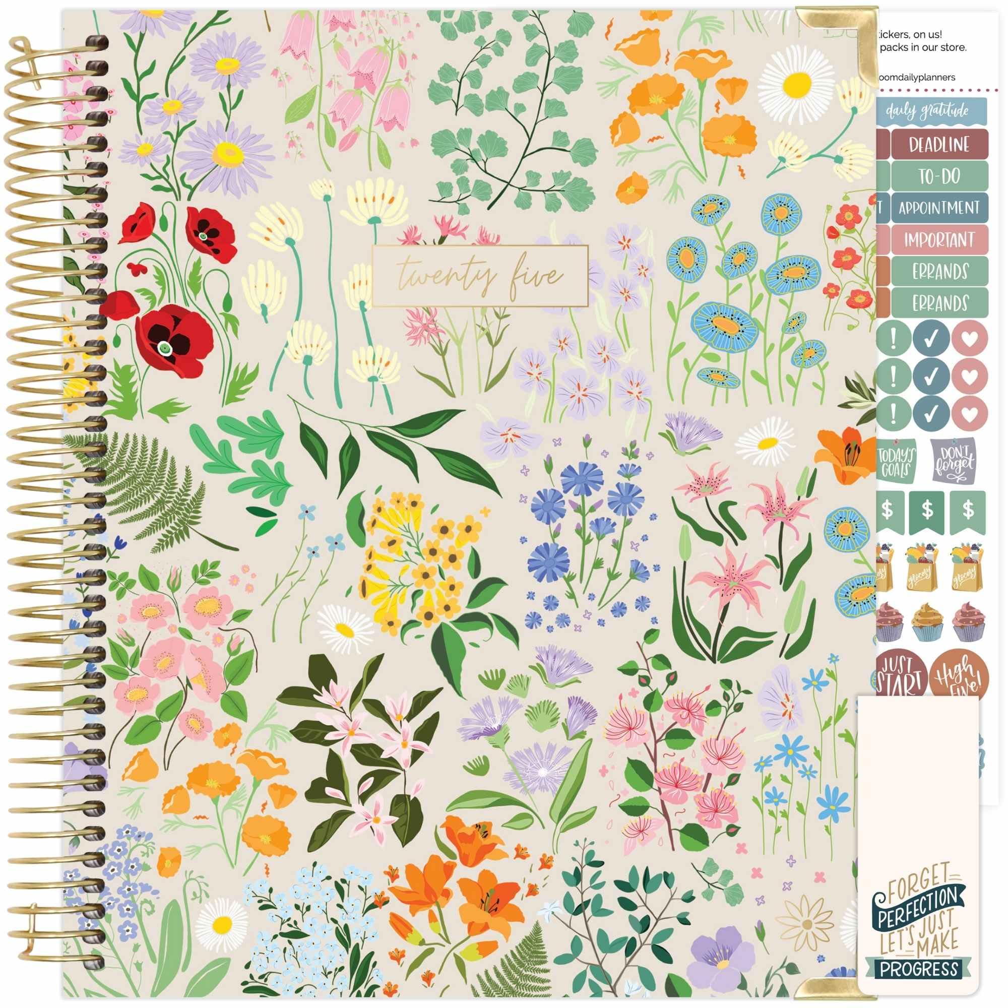 Bloom 2025 Daily Planner - Hardcover Goal & Vision Planner (Jan-Dec 2025) with Monthly/Weekly Views - 7.5