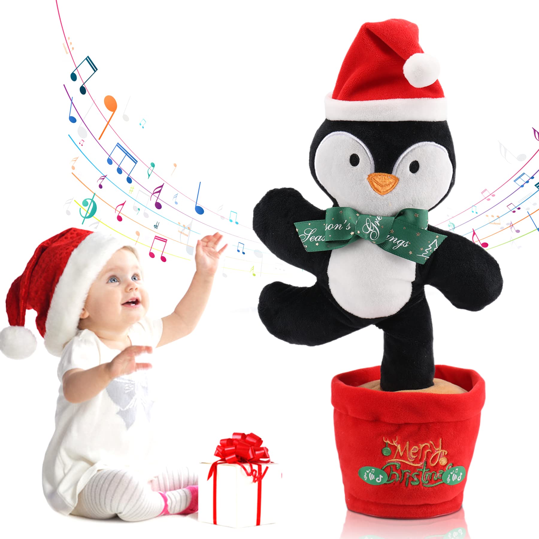 Emoin Dancing Talking Penguin Plush Toy - Musical Mimicking Stuffed Animal for Babies & Kids | Perfect Christmas Gift & Interactive Playtime Companion