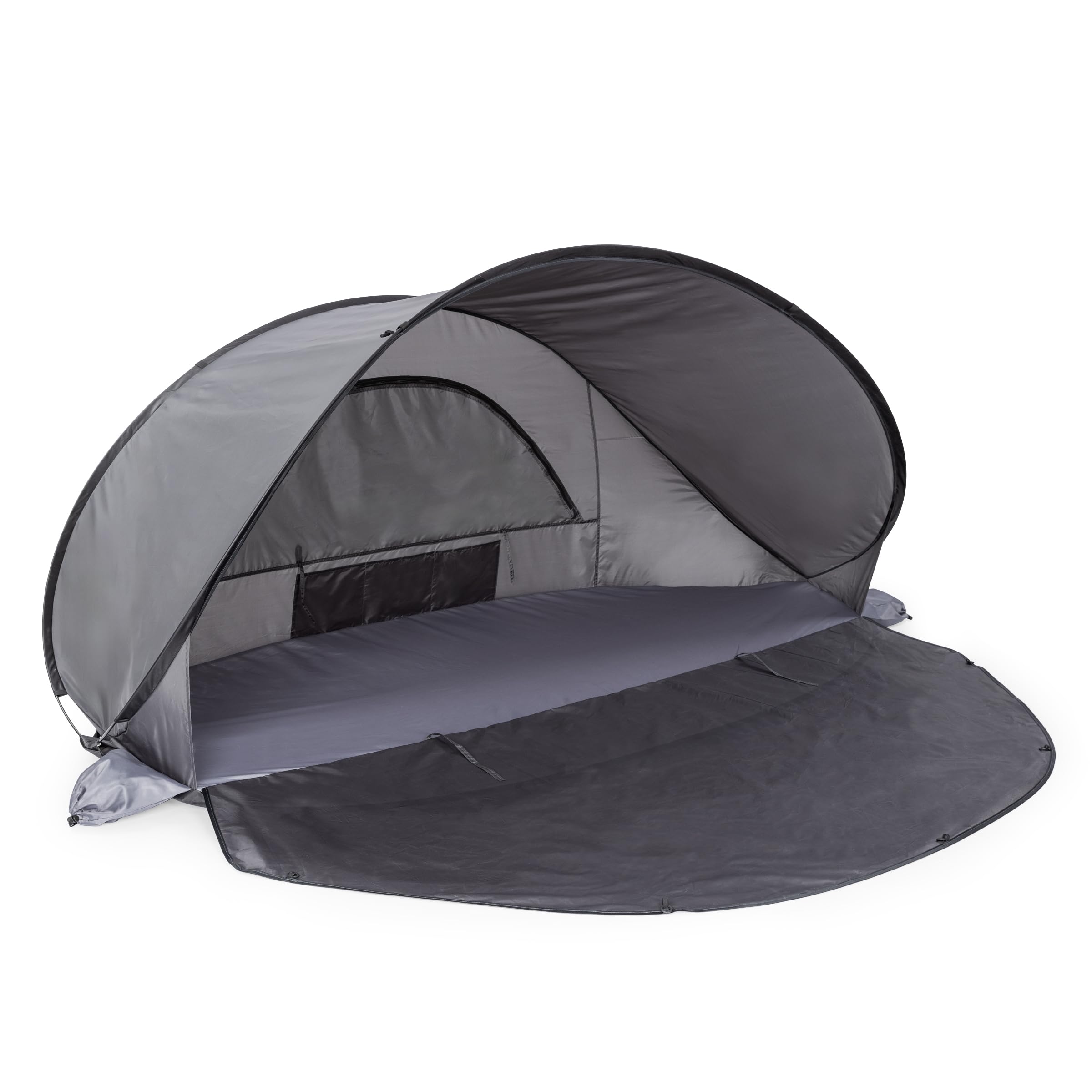 ONIVA by Picnic Time - Manta Portable Pop Up Beach Tent - Lightweight Sun Shelter for Outdoor, Camping & Travel - Gray with Black Accents - Perfect for Beach Days, Picnics & Backyard Relaxation