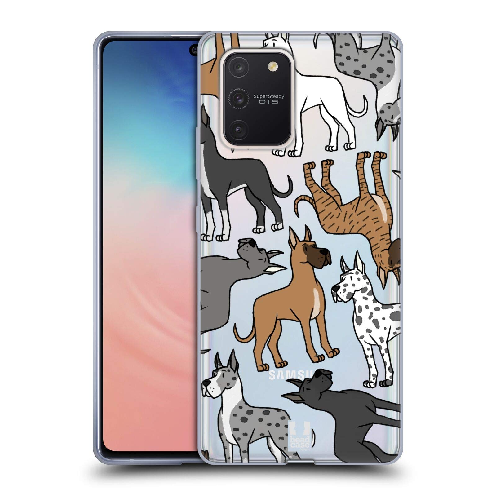 Head Case Designs Great Dane Dog Breed Patterns 2 Soft Gel Case and Matching Wallpaper for Samsung Galaxy S10 Lite - Perfect for Pet Lovers and Stylish Protection