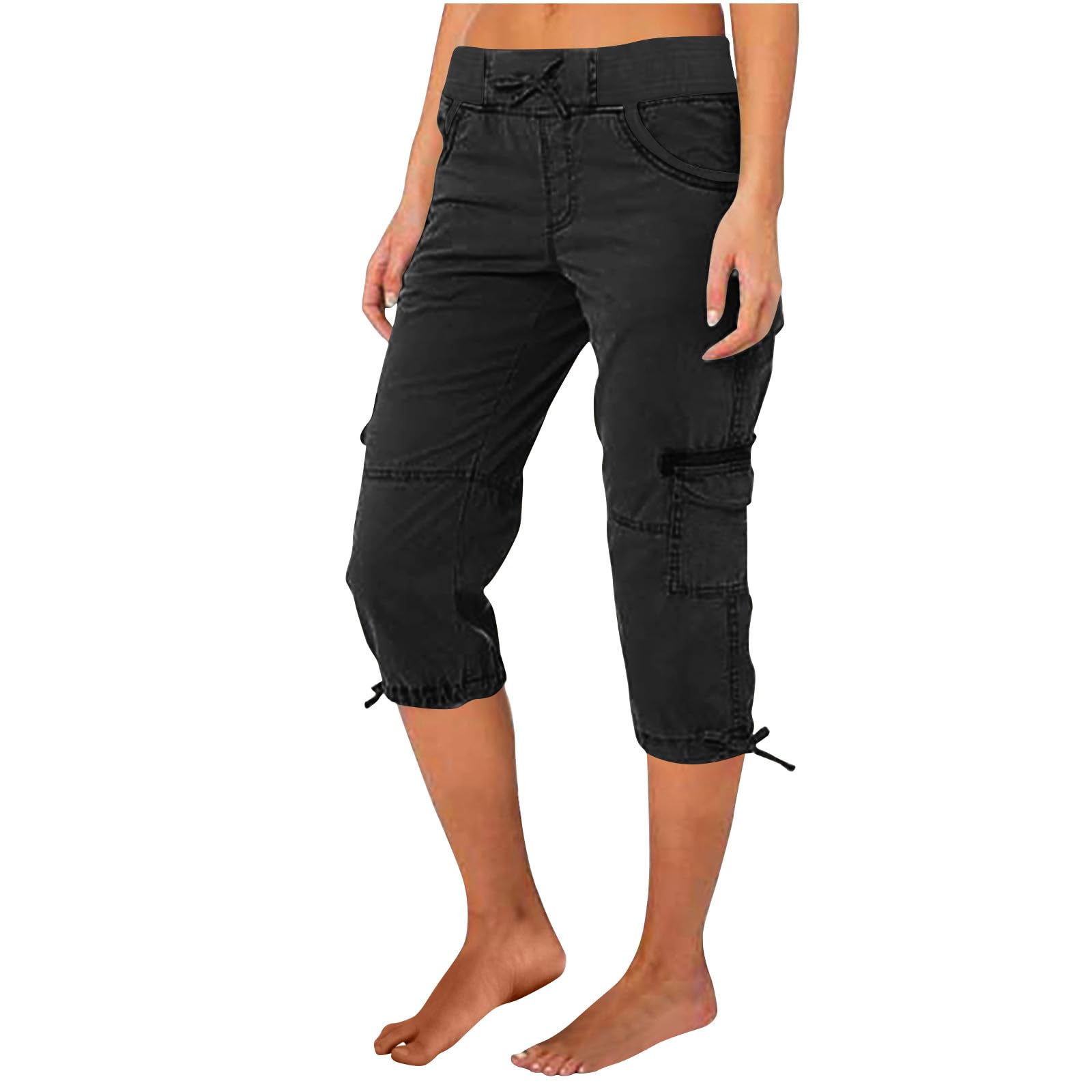 2024 Women's Summer Capris Cargo Pants with Pockets - 3/4 Length Outdoor Athletic Hiking Pants for Comfortable Travel & Adventure