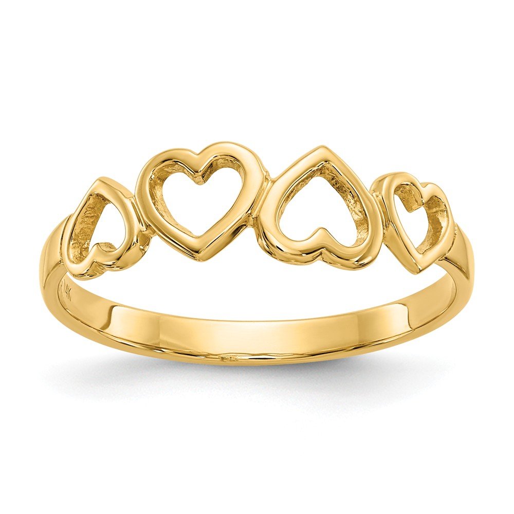 14K Solid Yellow Gold Heart Ring Band for Women - Elegant Valentine's Day Gift, Anniversary Jewelry, Romantic Proposal Accessory