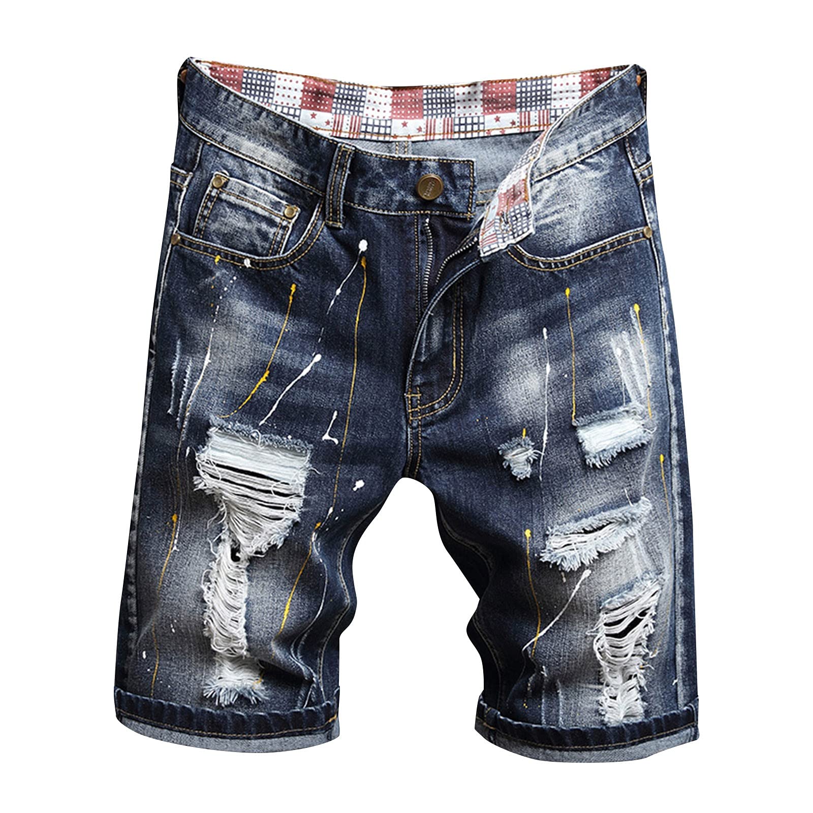 **Distressed Retro Denim Shorts for Men - Oversized Casual Plus Size Jeans - Perfect for Summer, Beach, and Streetwear Fashion**