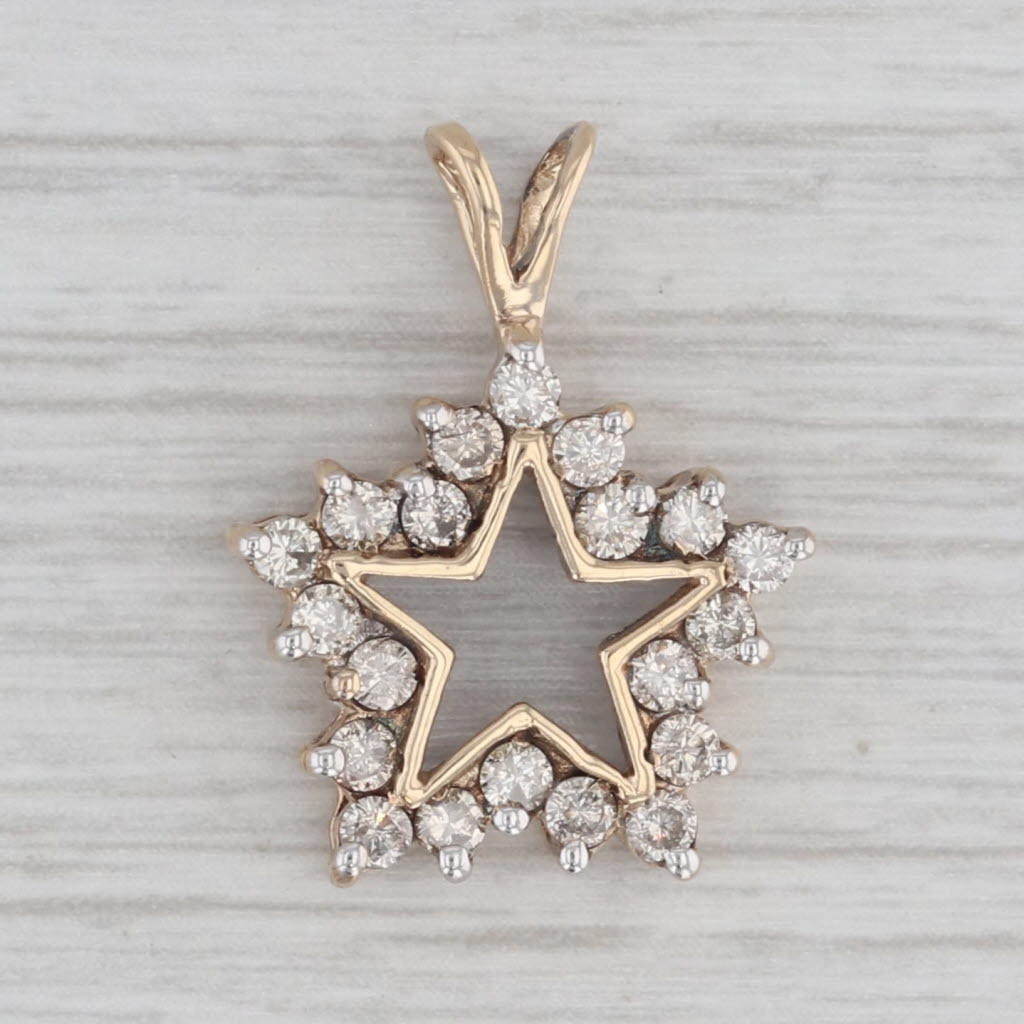 0.60ctw Diamond Framed Star Pendant in 10k Yellow Gold - Elegant Necklace for Women, Perfect Gift for Anniversary, Birthday & Valentine's Day
