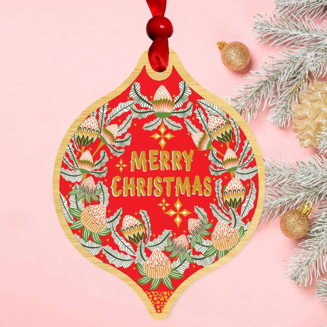 Merry Christmas Bauble - Festive Holiday Ornament for Tree Decorations, Gift Giving & Christmas Party Decor