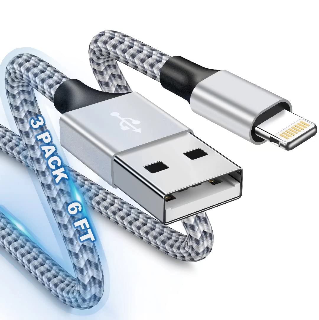 Apple MFi Certified Lightning Cable - Fast Charging USB Cord for iPhone 13/12/11/Pro/XS MAX/XR/X & iPad - Durable Long Car Charger Accessories (Perfect for Home, Office & Travel Use)