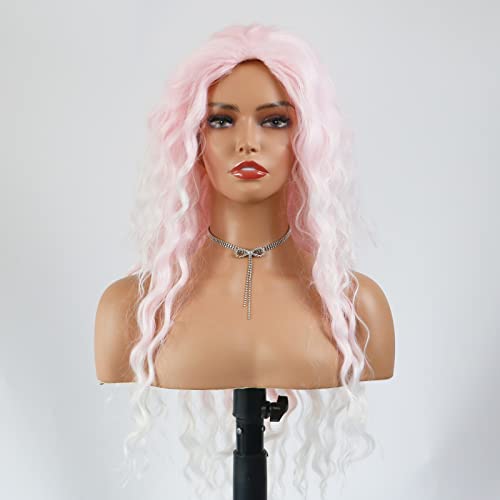 Curly Blonde Brown Reverse Ombre Wig - Long Synthetic Hairpiece for Cosplay, Halloween & Daily Fashion