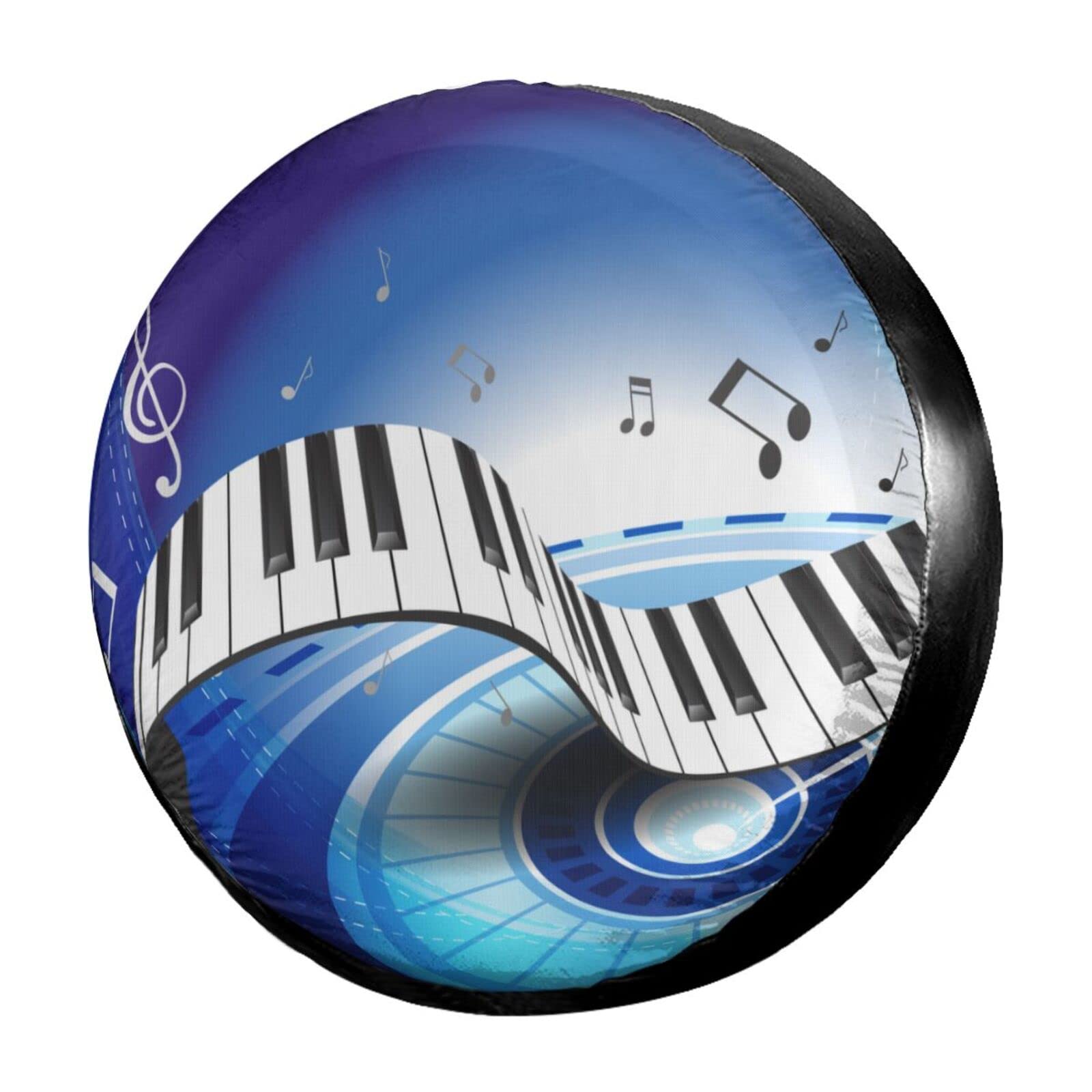Foruidea 15 Inch Music Piano Design Spare Tire Cover - Dust-Proof Wheel Protector for Trailer, RV, SUV & Most Vehicles | Perfect for Road Trips, Camping & Outdoor Adventures