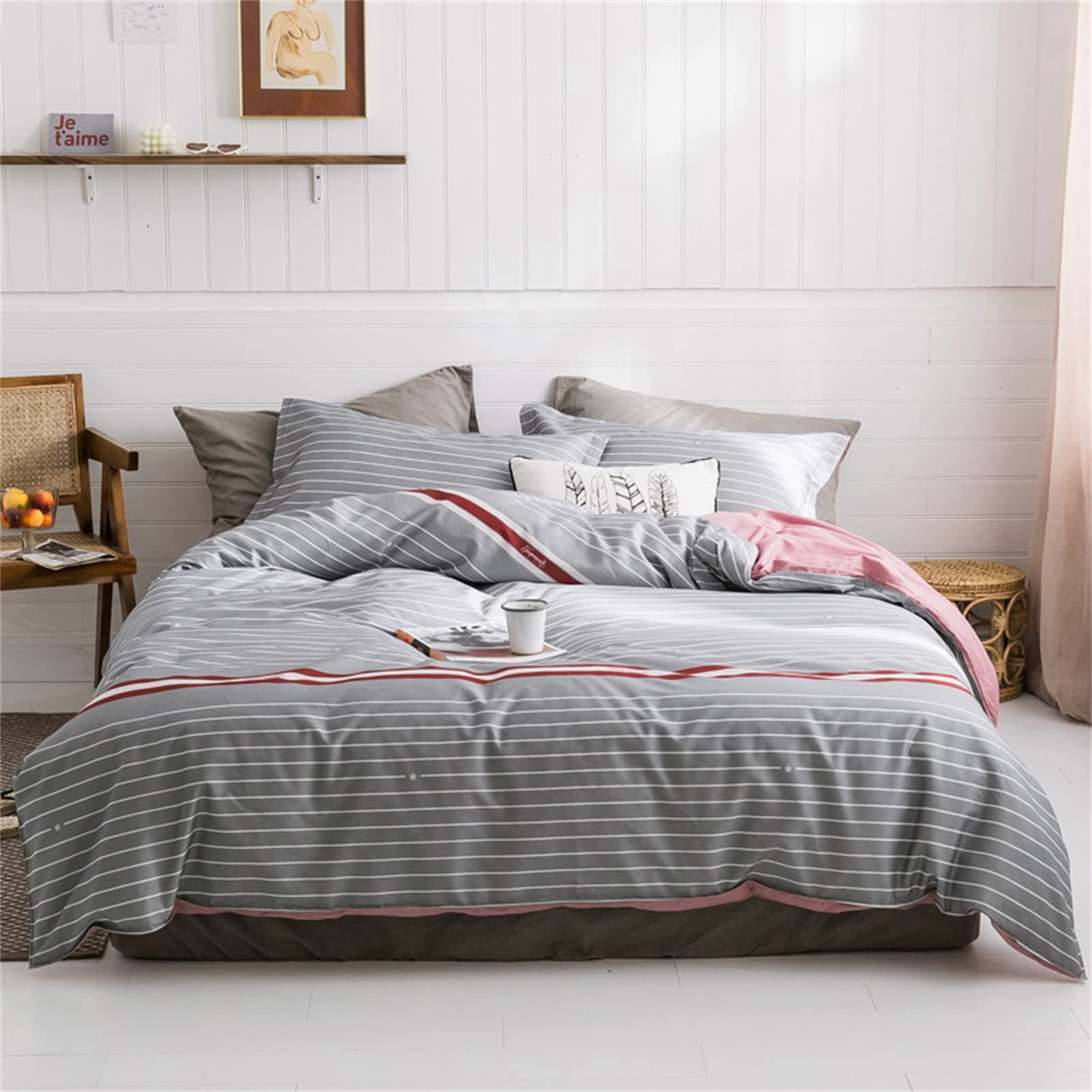 100% Pure Cotton 4-Piece Girls Bedding Set - Reversible Duvet Cover with Zipper, Ultra Soft & Breathable - Perfect Gift for Baby, Teens & Adults - Ideal for Nursery, Kids Room & Guest Bedrooms