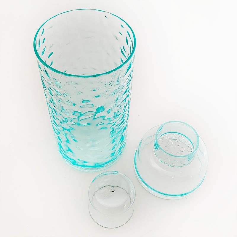 3 Piece Acrylic Shaker Set - Aqua Kaleidoscope Design - 22 oz Cocktail Mixing Cups - Perfect for Bartending, Home Bars & Party Drink Preparation