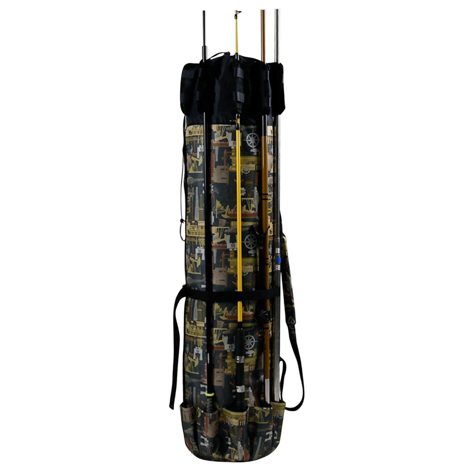 **Multifunctional Fishing Tackle Bag - Waterproof Fishing Gear Storage with Rod Holders, Shoulder Strap for Carrying Lures & Spoons - Perfect for Shore Fishing, Boat Trips & Outdoor Adventures**