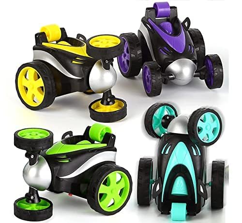 JASOBI 360° Rolling Mini Stunt RC Car for Kids - Rechargeable USB Toy Car with Forward/Backward & Left/Right Turns - Yellow Remote Control Vehicle for Indoor & Outdoor Play