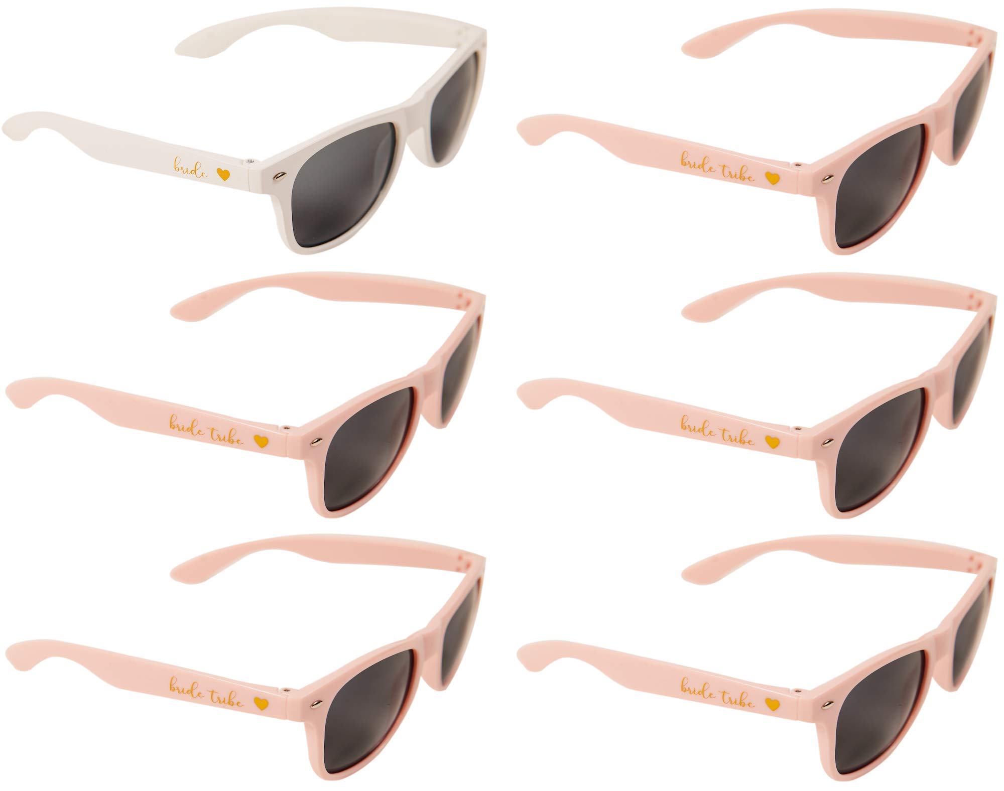 Bachelorette Party Sunglasses for Bride & Bridesmaids - Bride Tribe Sunglasses Set (1 Bride + 5 Bridesmaids) - Perfect for Bachelorette Parties, Wedding Showers & Girls Trips