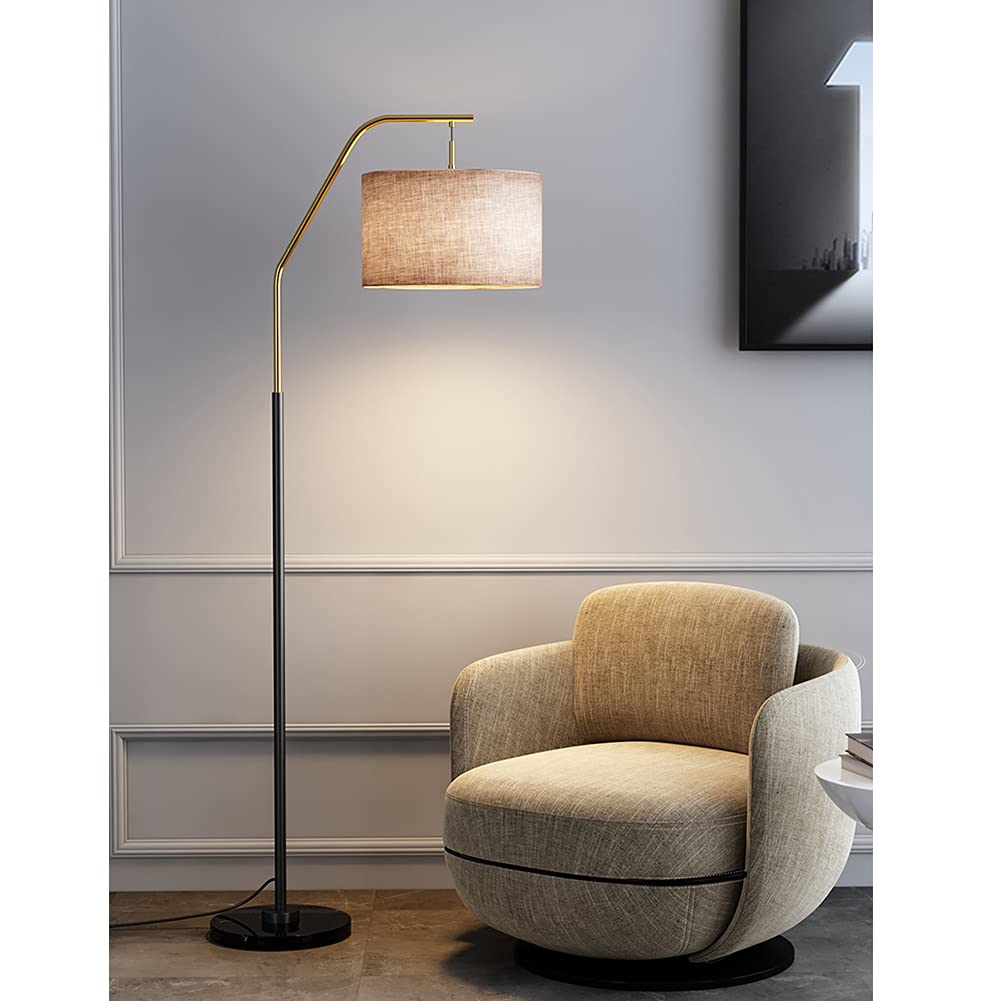 Modern Arc Floor Lamp with Adjustable Height & Foot Switch - Tall Standing Light with White Lampshade for Living Room, Bedroom, Office - Perfect Reading Lamp & Corner Lighting Solution for Home Decor