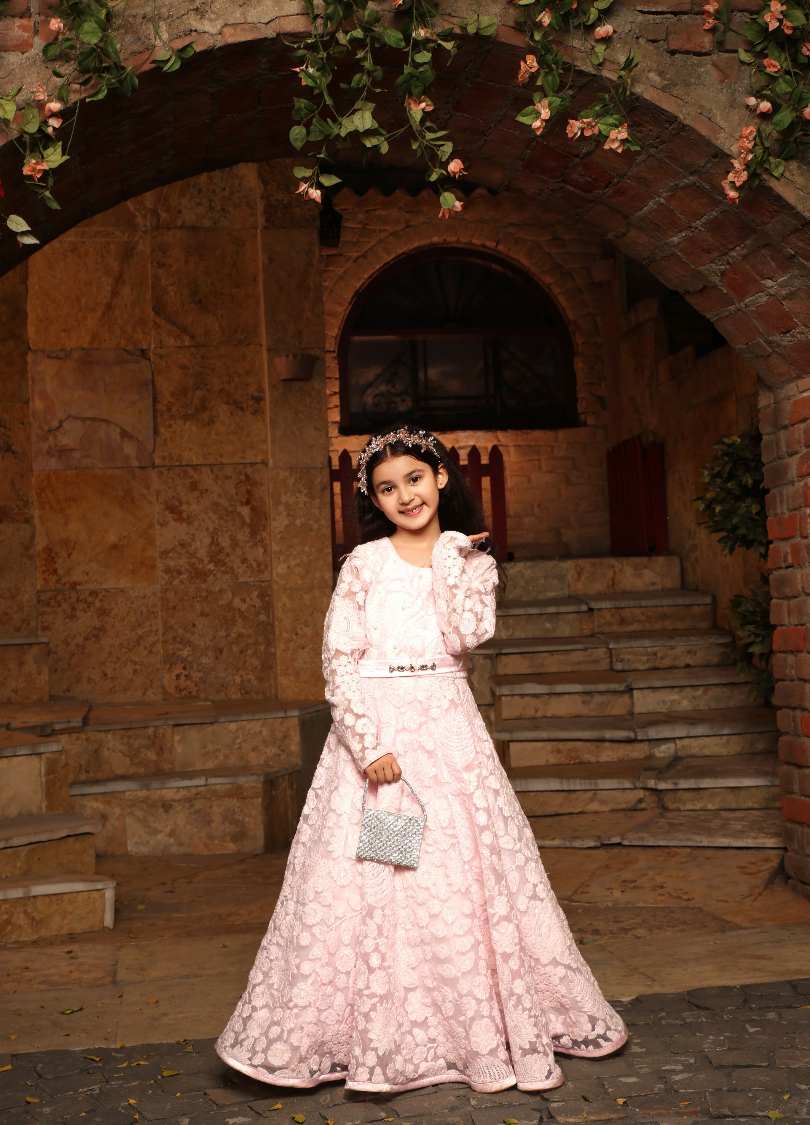 Pre Order: Baby Pink Embroidered Anarkali Dress for Women - Elegant Indian Party Wear for Weddings, Festivals & Special Occasions