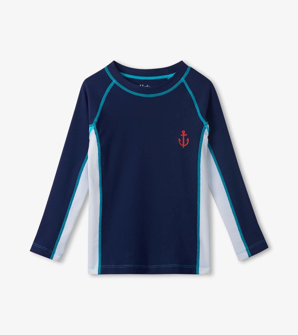 Hatley Nautical Colorblock Long Sleeve Rashguard for Kids - UPF 50+ Sun Protection Swim Shirt for Beach, Pool & Water Sports