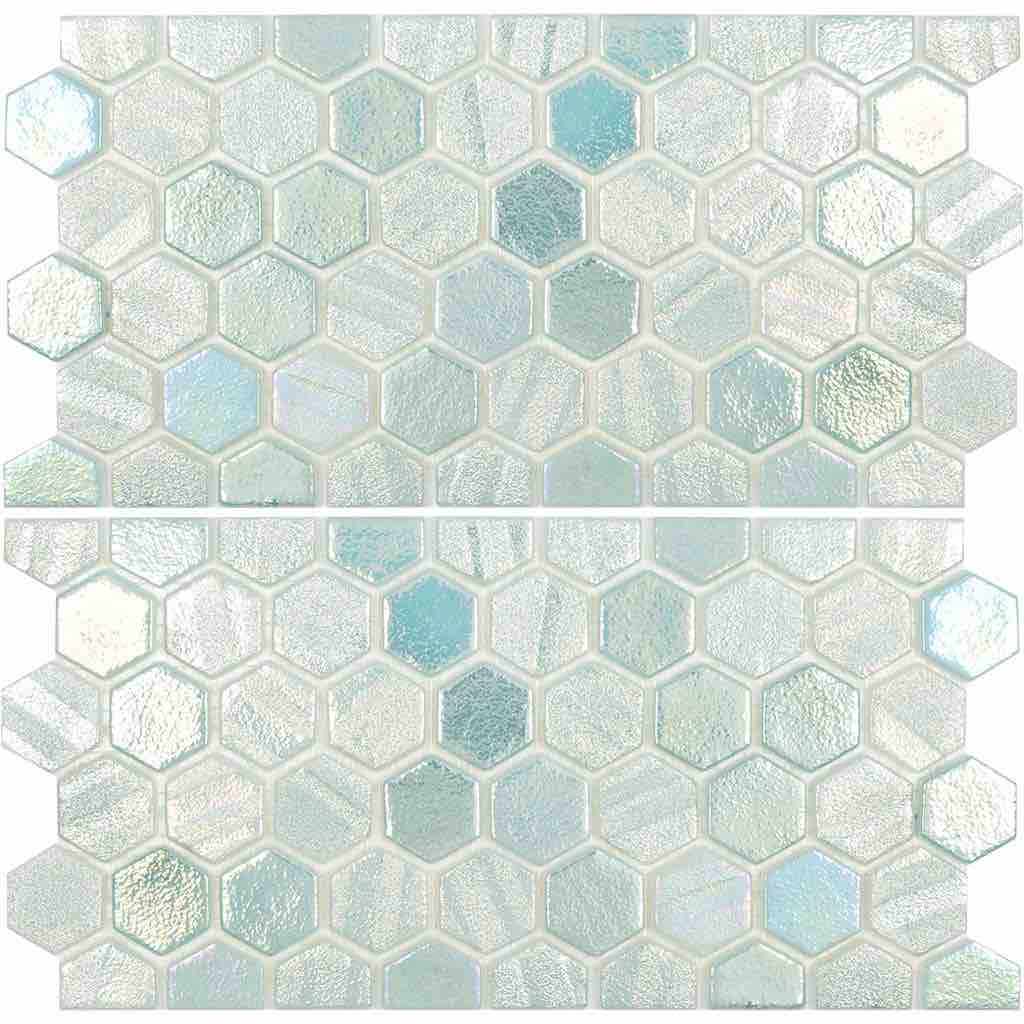 Recycled Hex Iridescent Glass Tile Aqua - 2 Pack (6