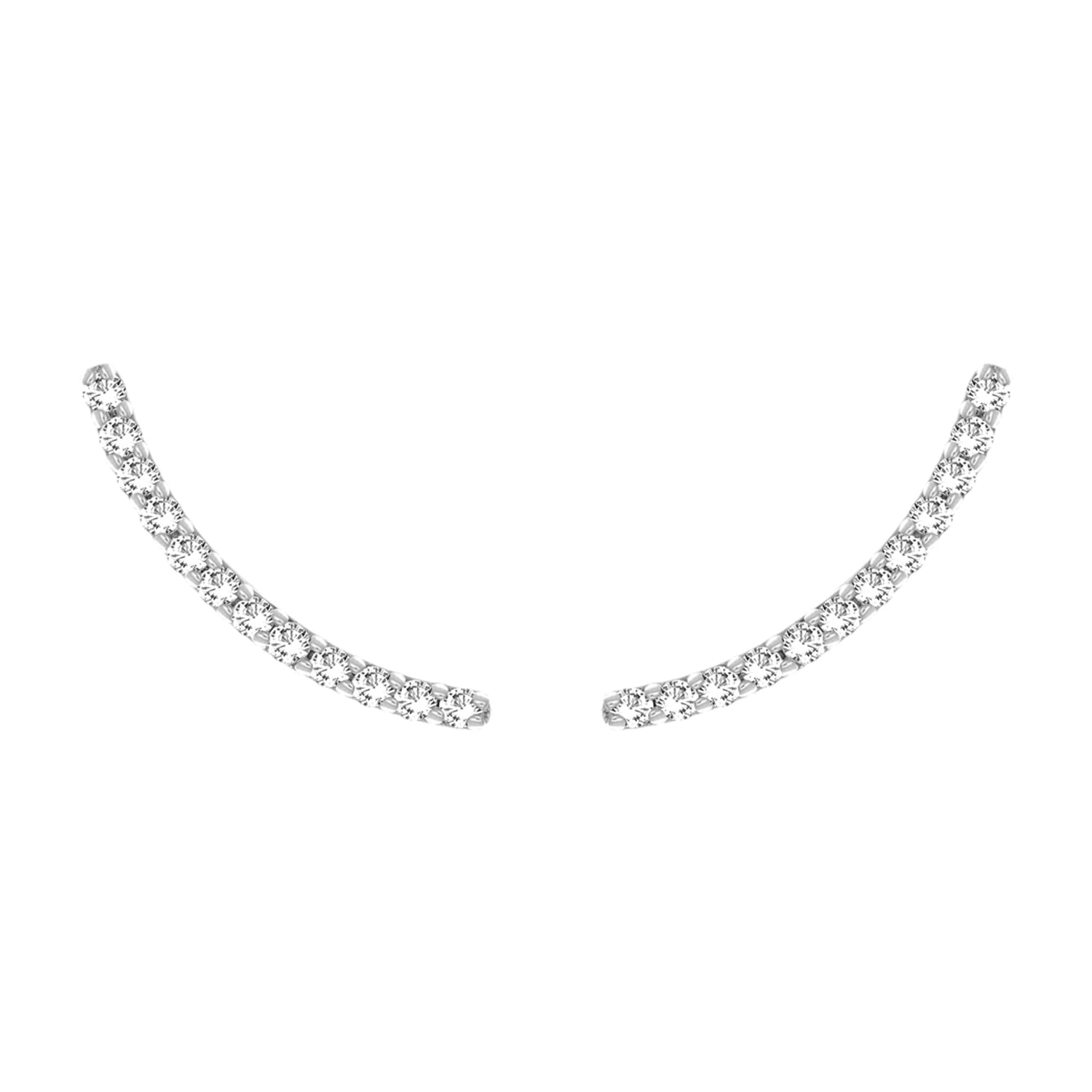 9ct White Gold 0.05 Carat Diamond Ear Climbers Stud Earrings - Elegant Everyday Jewelry for Women, Perfect for Work, Parties & Special Occasions