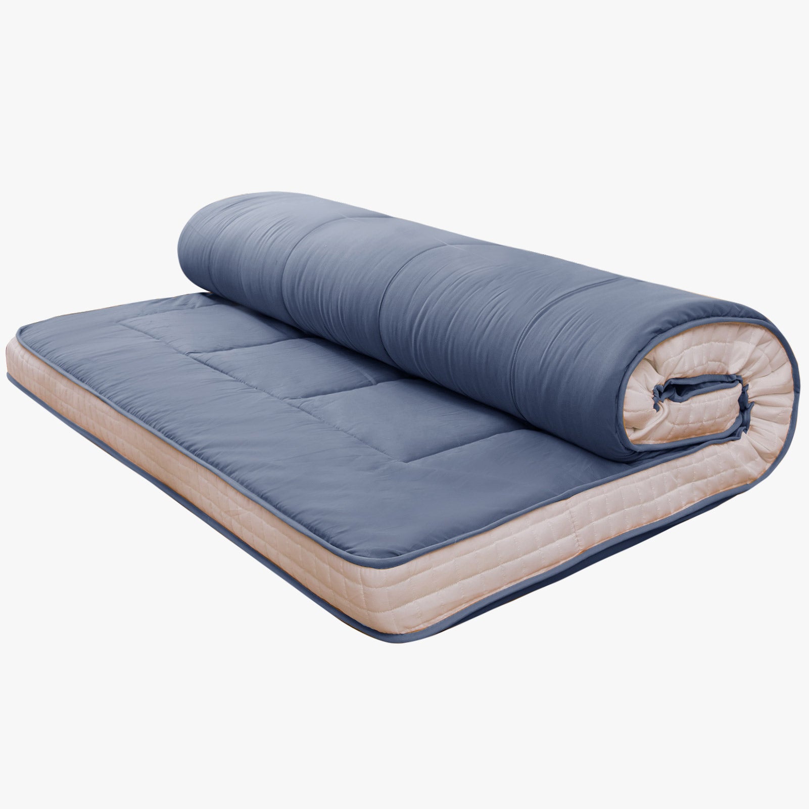 MAXYOYO Padded Comfortable Floor Mattress - Blue Gray | Extra Thick Foldable Guest Bed | Perfect for Camping, Sleepovers & Small Space Living