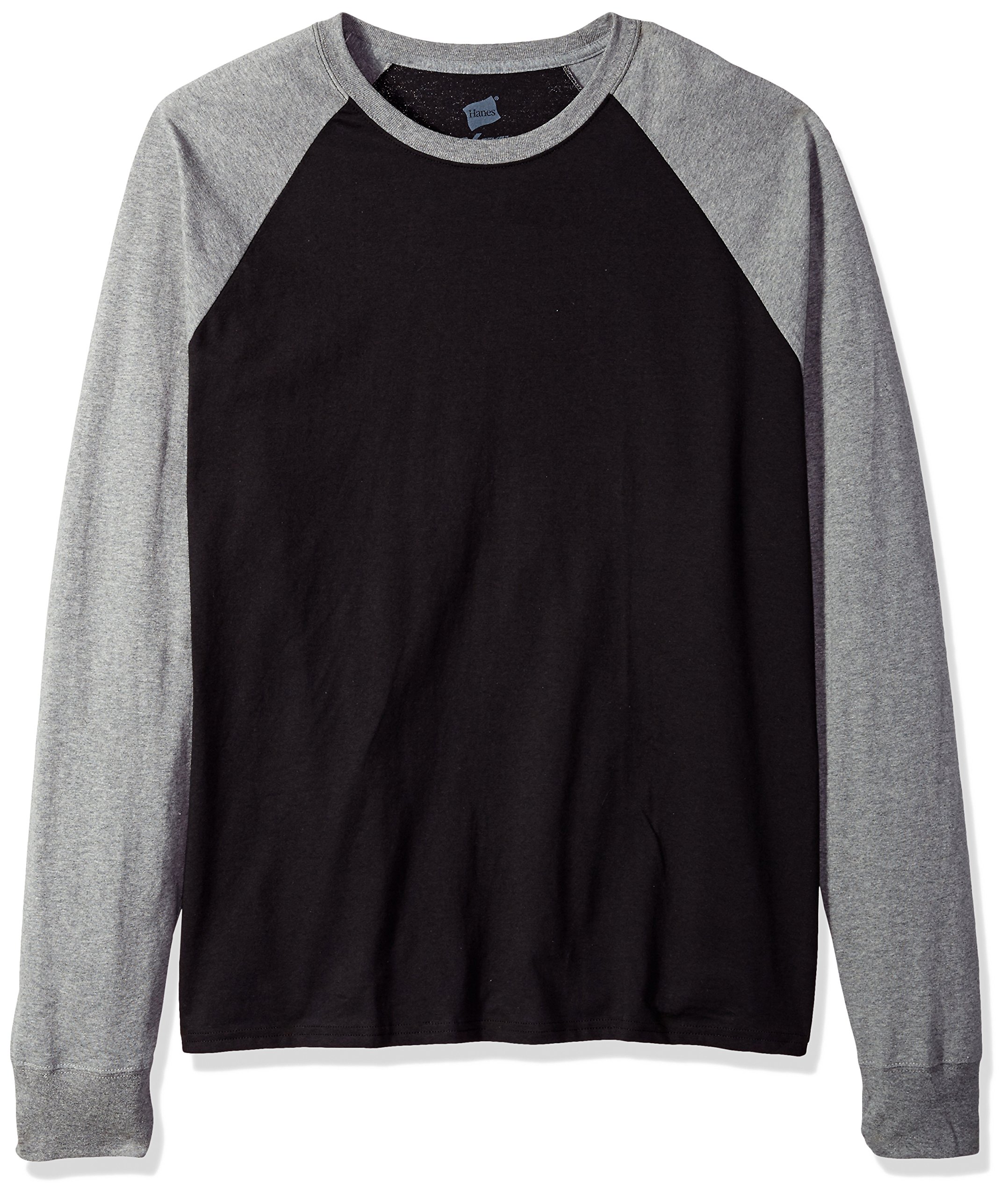 Hanes Men's Long Sleeve ComfortBlend Raglan Tri-Blend T-Shirt - Soft Cotton Blend Crewneck Tee for Casual Wear, Workout & Layering