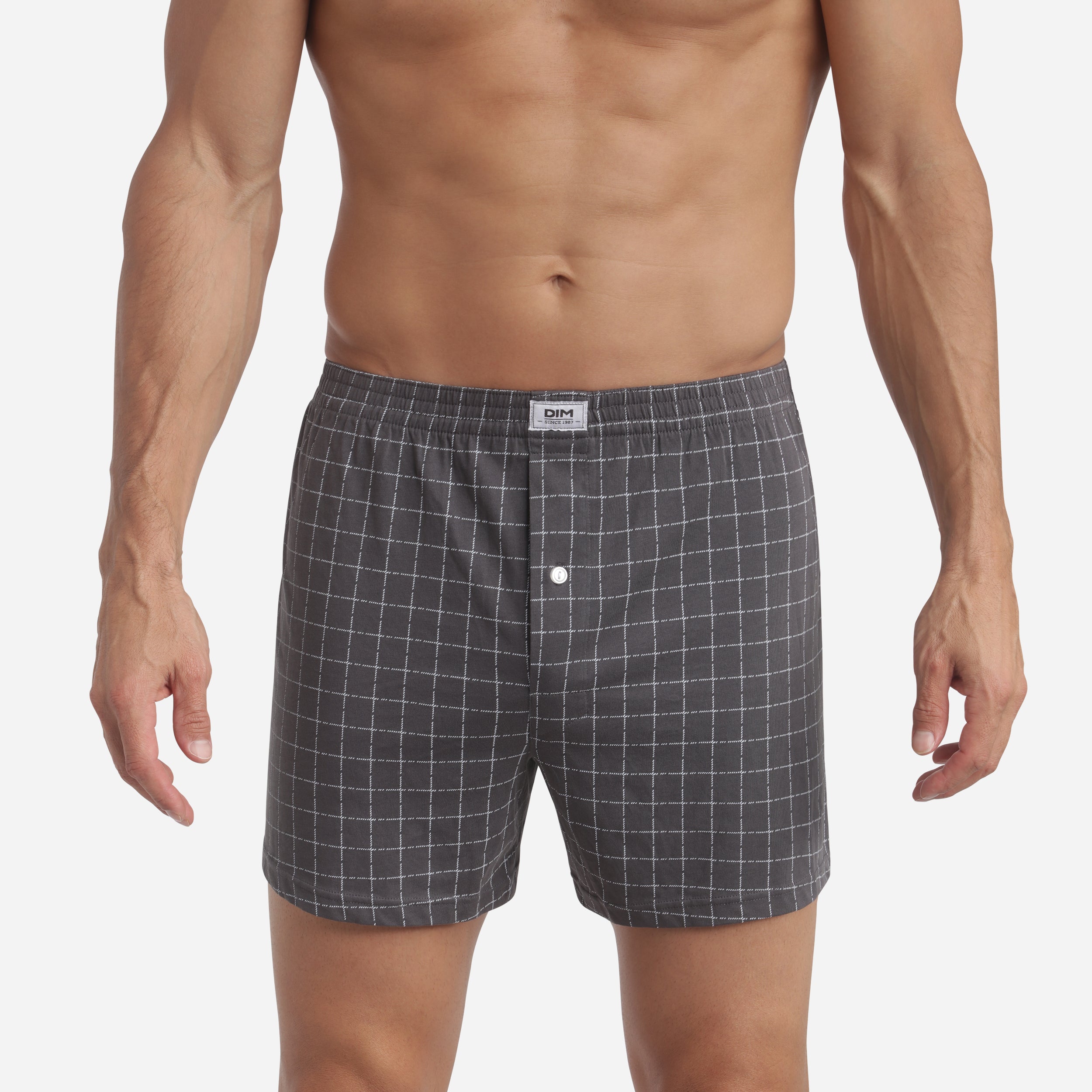 Men's Checkered Anthracite Cotton Boxer Briefs - Soft, Breathable & Comfortable Underwear for Everyday Wear & Active Lifestyles