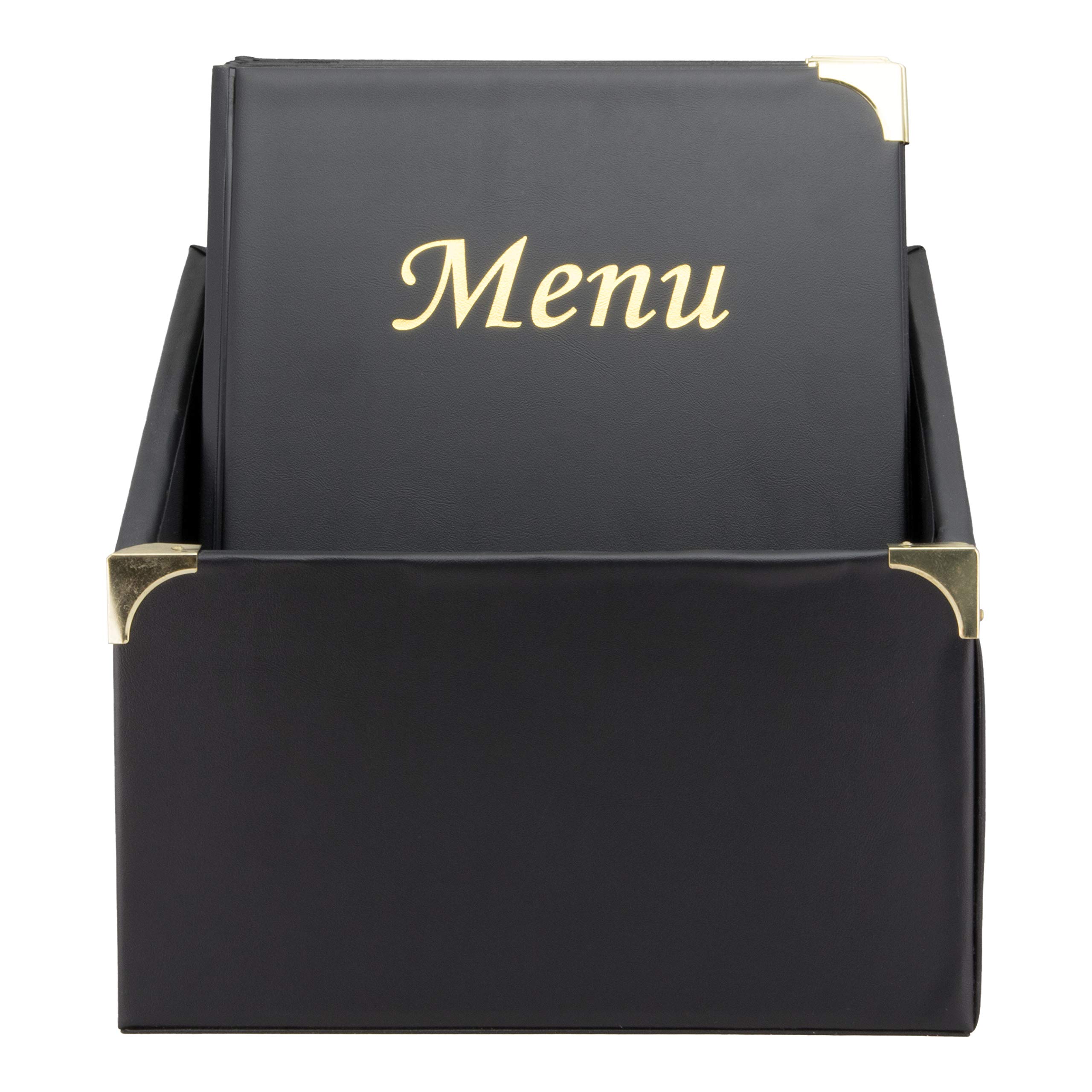 Securit MC-BOX-BRA4-BL A4 Basic Menu Holder Plus Box - Black | Restaurant Menu Display Case | Durable Plastic Menu Cover for Cafe, Bar & Bistro