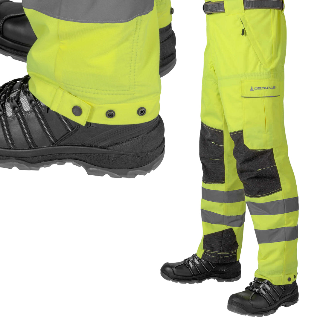 Delta Plus WELJEAP2L34 Hi-Visibility Arborist Pants - 420 Denier Water-Resistant Work Pants for Tree Climbing & Outdoor Jobs (Black, Large, 35-41 x 34) - Ideal for Arborists, Loggers & Forestry Professionals