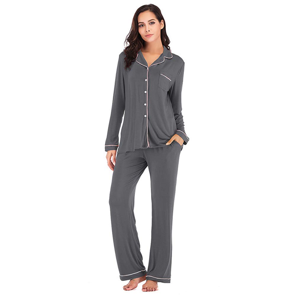 Women's Soft Modal Cotton Pajama Set - Long Sleeve Button Down Sleepwear & Lounge Outfit for Comfortable Nights | Cozy Home Wear, Perfect for Relaxing, Sleeping & Lounging