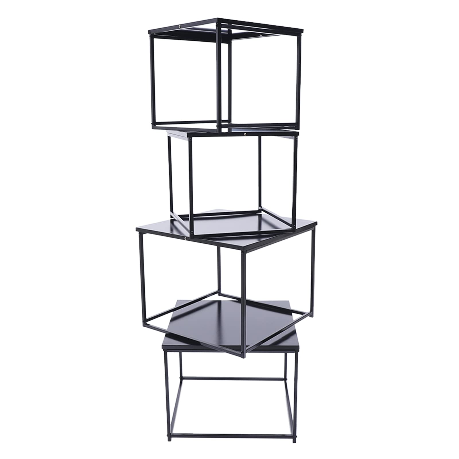 4Pcs Black Metal Round Side Table Set - Foldable Coffee Table, Accent Table, Nightstand for Living Room, Bedroom, Office - Perfect for Snacks, Drinks & Home Decor