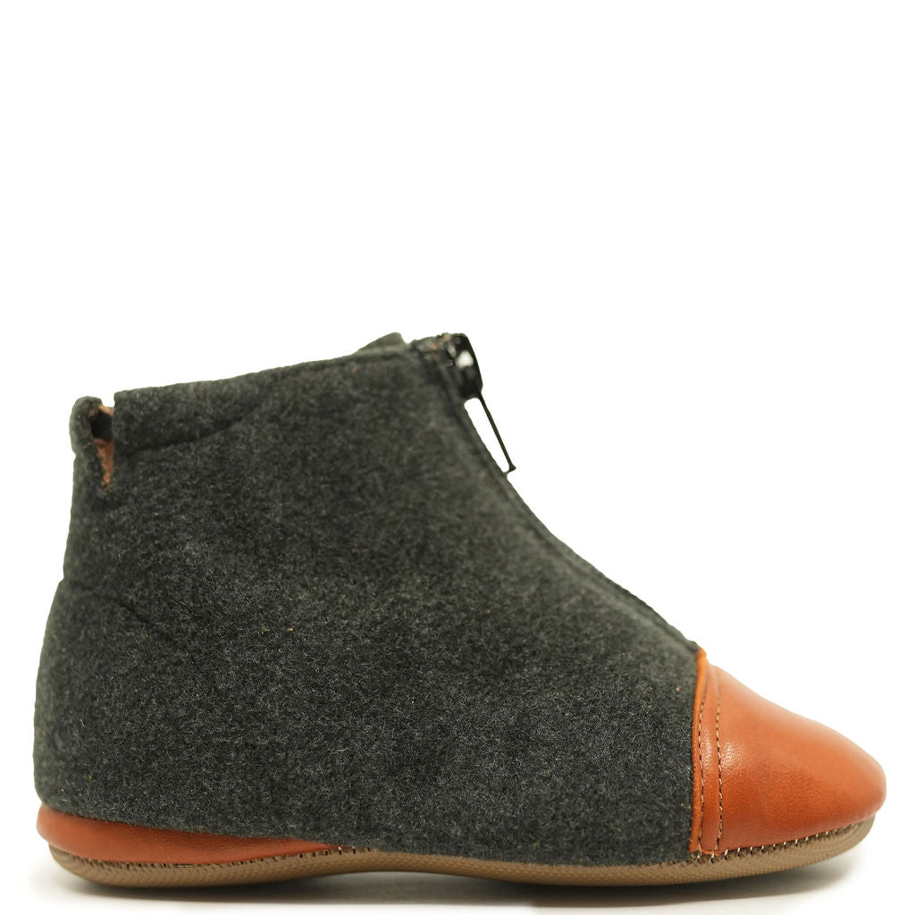Pepe Gray Wool Captoe Baby Booties - Soft & Warm Winter Booties for Infants & Toddlers - Perfect for Cold Weather, Indoor & Outdoor Use