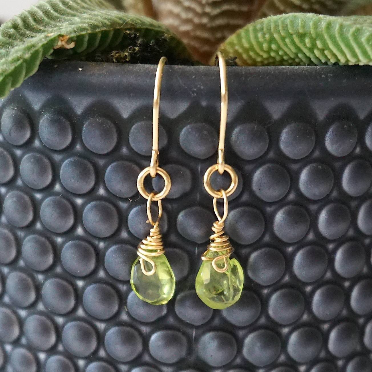 Peridot Earrings for Women - 14k Gold Filled Teardrop Dangle Earrings | Perfect for Weddings, Parties & Everyday Elegance
