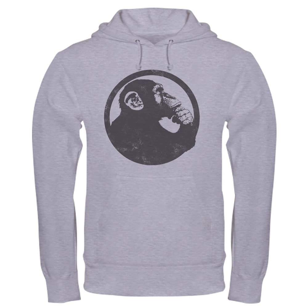 Thoughtful Monkey 2 Gray Hooded Sweatshirt | Funny Graphic Pullover Hoodie for Men & Women | Perfect for Casual Wear, Gifts & Animal Lovers