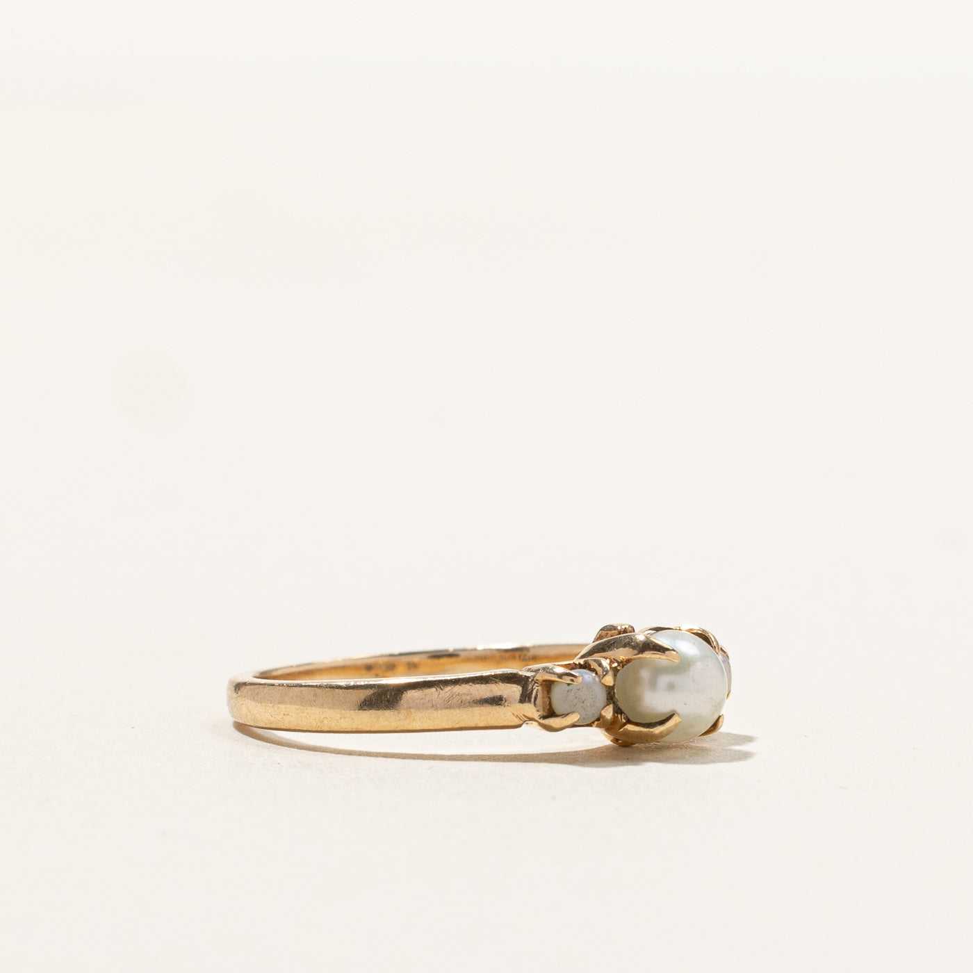 Three Stone Pearl Ring - Size 4.5 - Elegant Wedding Band, Anniversary Gift for Her, Perfect for Bridal Jewelry & Special Occasions