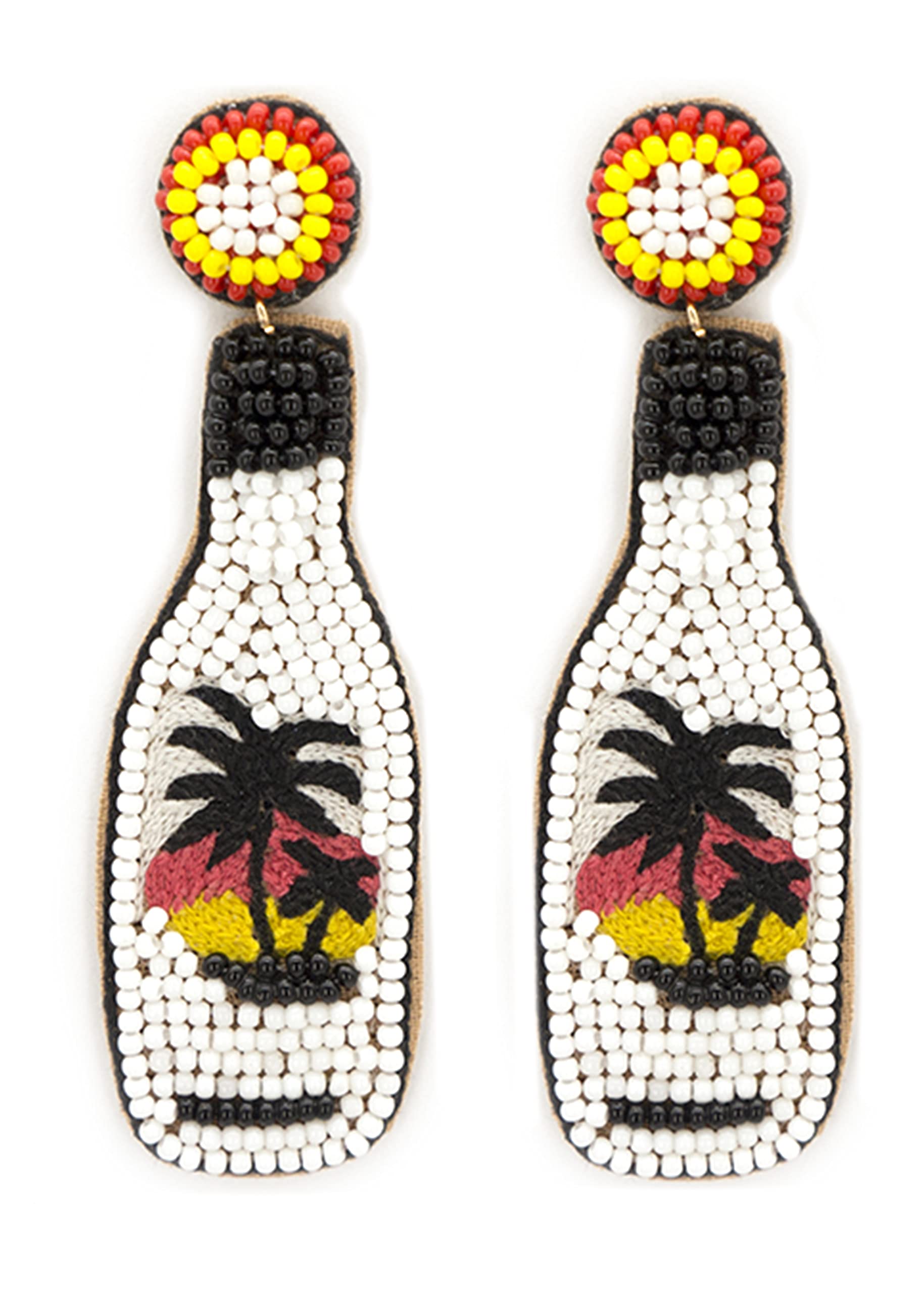 Miracle Collection Beaded Champagne Vodka Gin Tequila Whiskey Rum Bottle Earrings - Fun Holiday Drink Fashion Jewelry for Women & Girls - Perfect for Parties, Gifts & Cocktail Themed Events