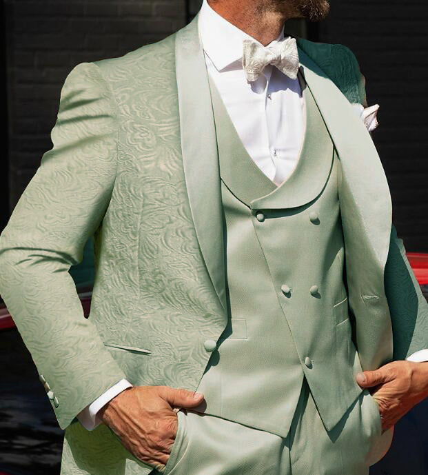 Elegant Sage Green 3-Piece Wedding Tuxedo Suit for Groom - Perfect for Formal Weddings, Prom & Special Occasions | CS4629