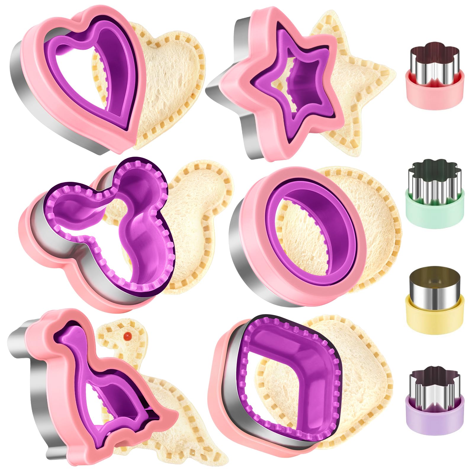 NPET 10-Piece Sandwich Cutter and Sealer Set - Uncrustables Maker for Peanut Butter & Jelly Sandwiches, Kids Lunch DIY Tool with Cookie Cutters (Perfect for School Lunches, Picnics, and Family Snack Time)
