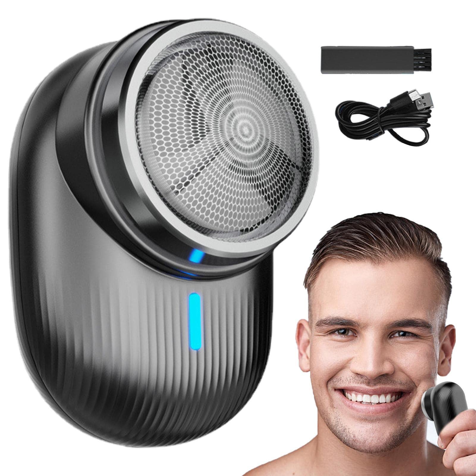 Mini Electric Shaver for Men - Portable USB Rechargeable Travel Razor with Low Vibration Bass Motor, Wet & Dry Use - Perfect for Home, Office, Gym & Travel