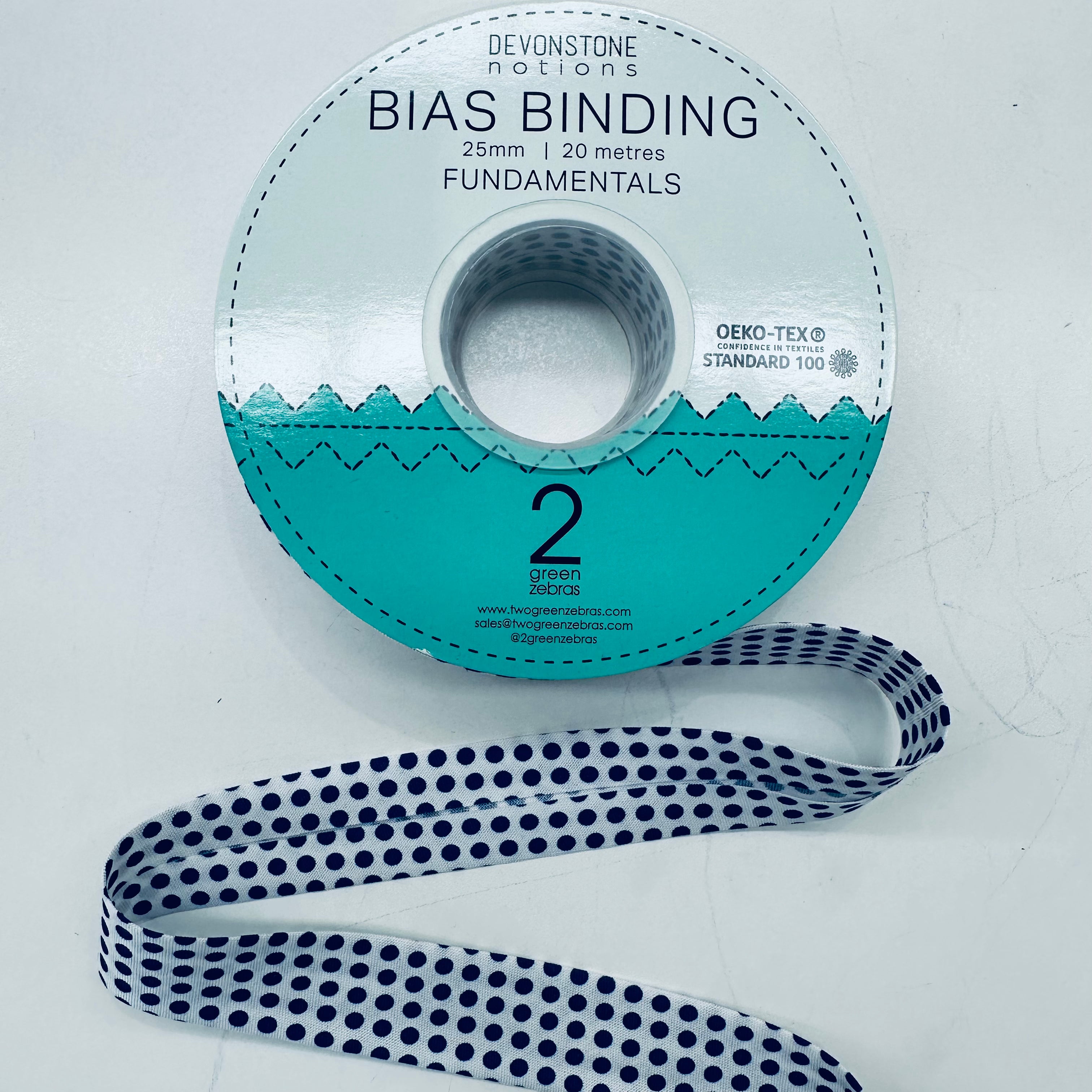 1 Inch (25mm) Gambier Blue Spot Bias Binding Tape - DVBB2954 - Perfect for Quilting, Sewing, and DIY Craft Projects