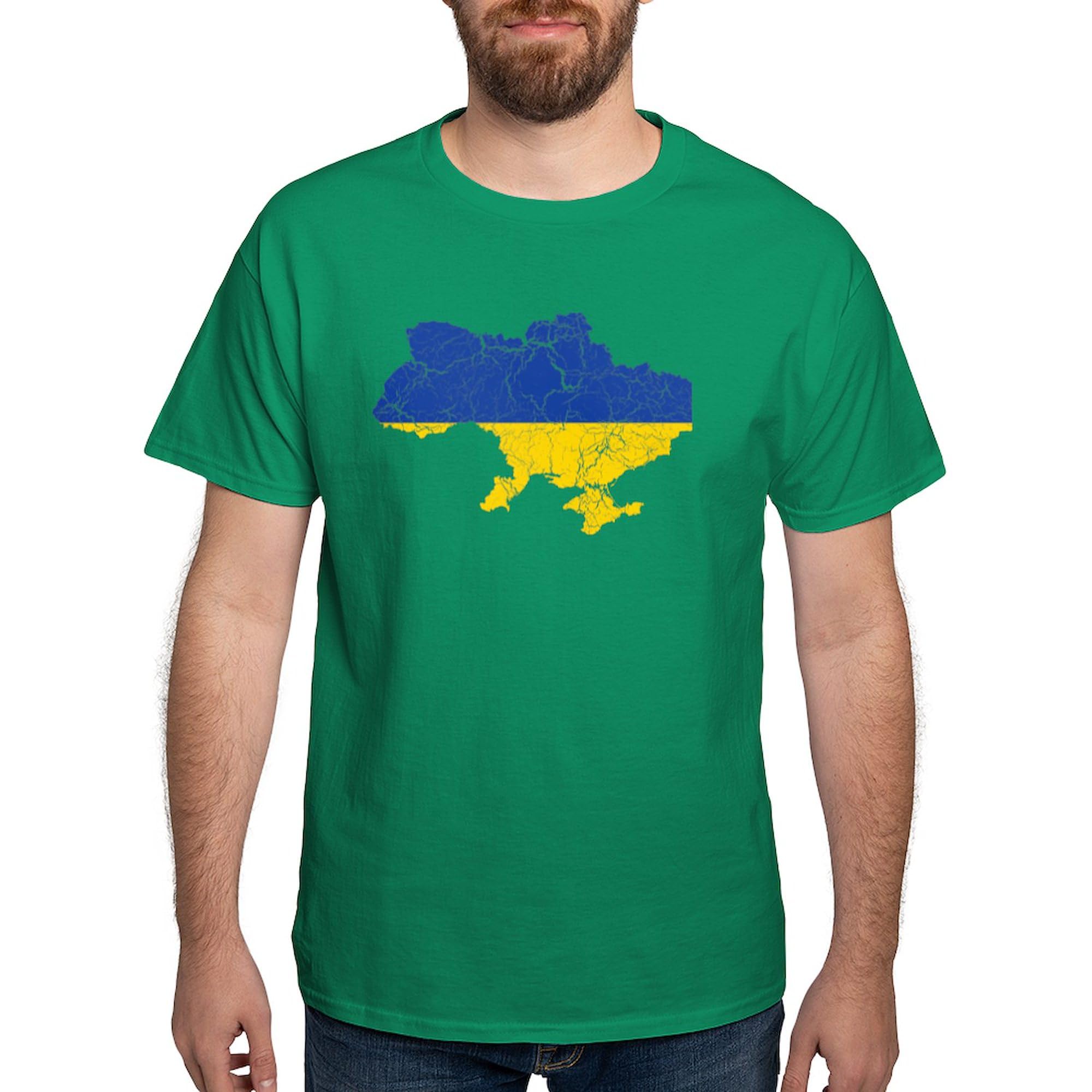 Ukraine Flag and Map Dark T-Shirt for Men - 100% Cotton Classic Graphic Tee | Patriotic Apparel, Casual Wear & Gift Idea