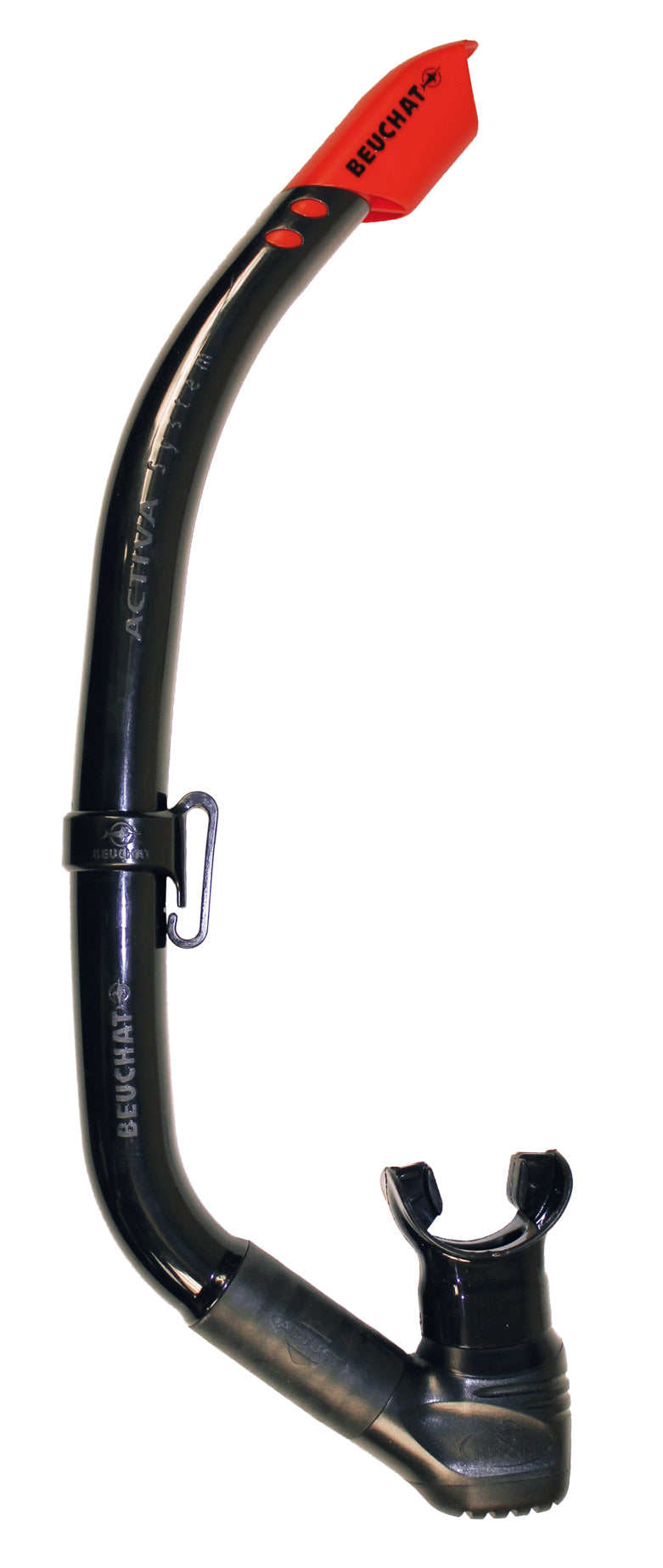 Beuchat Activa Dry Purge Snorkel - Black | Comfortable & Safe Snorkeling Gear for Adults | Perfect for Beach Vacations, Pool Swimming & Underwater Exploration
