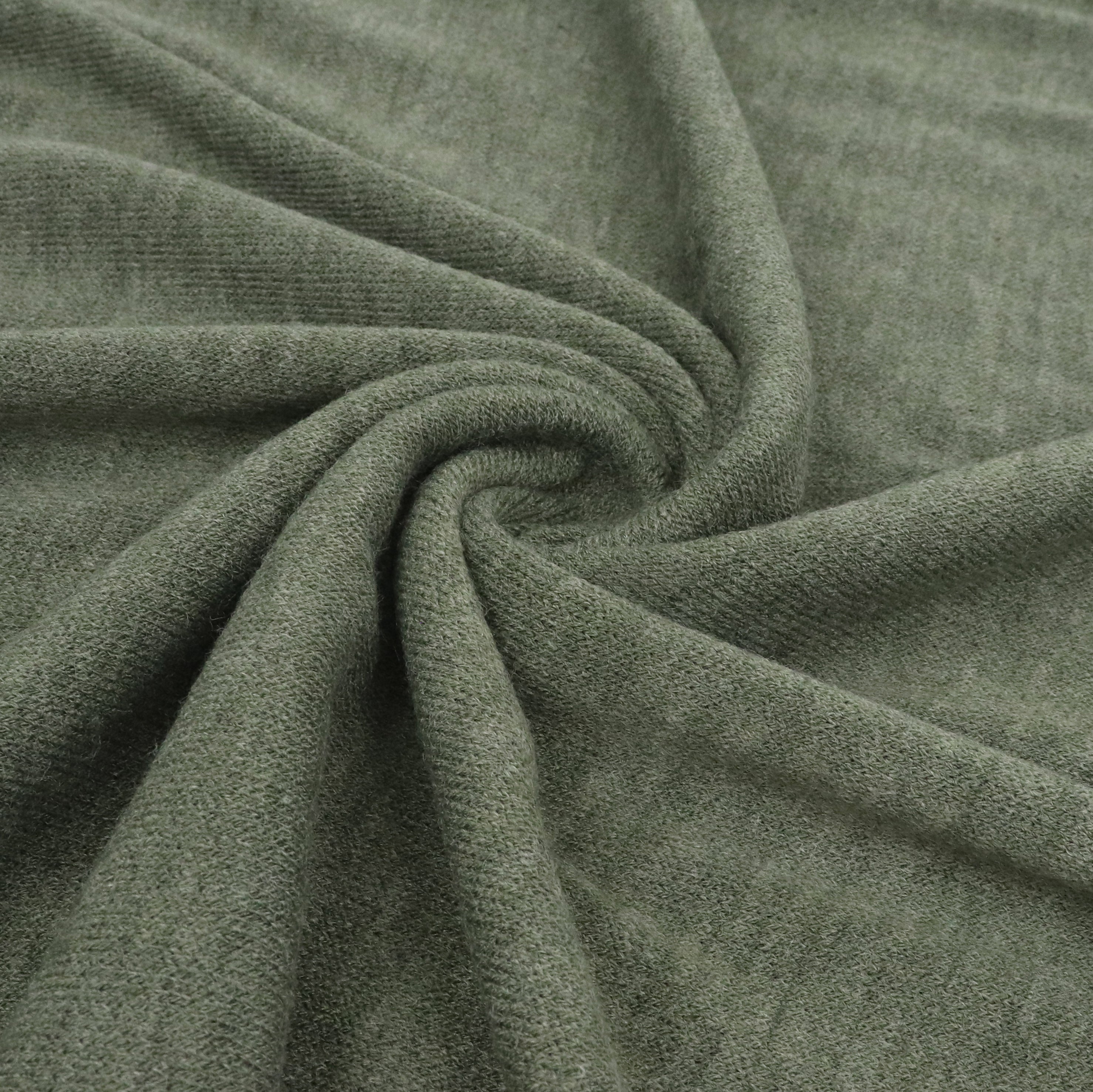 Stylish Viscose Blend Sweater Knit Fabric - Melange Olive Green - 49cm Wide - Perfect for DIY Fashion, Home Decor & Craft Projects