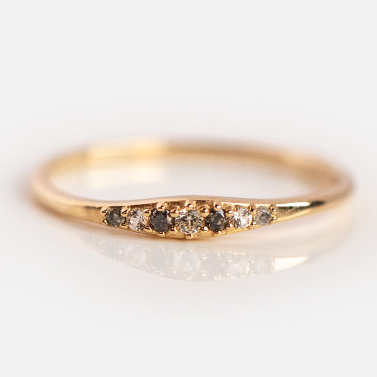 Solid Gold Classic Salt and Pepper Diamond Ring - Vintage Inspired Engagement & Wedding Band - Perfect for Everyday Wear & Special Occasions