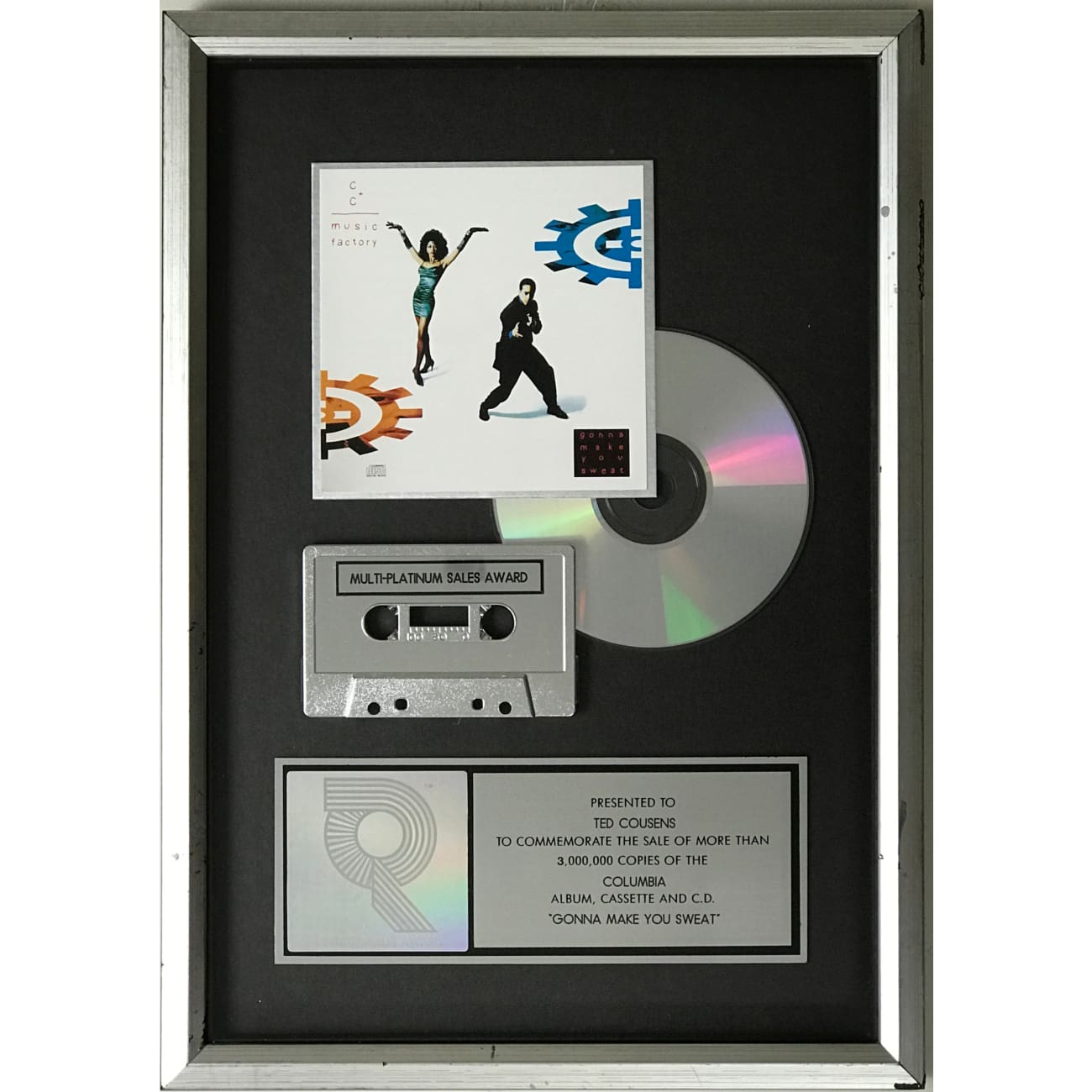 C+C Music Factory 'Gonna Make You Sweat' 3x Platinum Album Award - Certified RIAA Multi-Platinum Record - Perfect for Music Collectors & 90s Nostalgia Fans