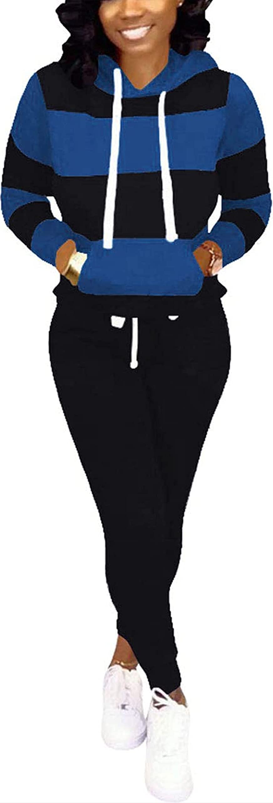 AOMONI Women's 2-Piece Casual Hooded Jogging Suit Set - Long Sleeve Drawstring Tracksuit for Running, Gym, Lounge & Streetwear Fashion