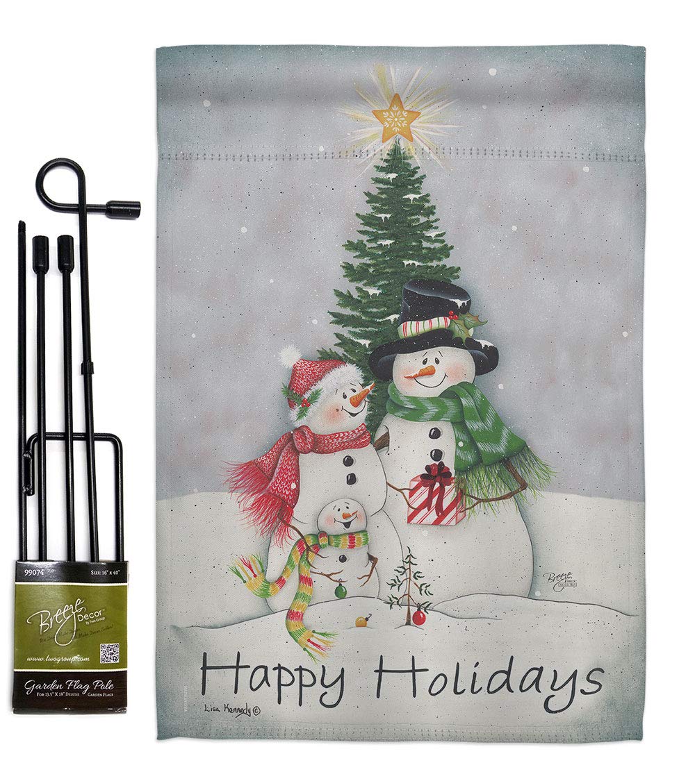 Snowman Family Christmas Garden Flag Set 13x18.5in - Winter Yard Decor